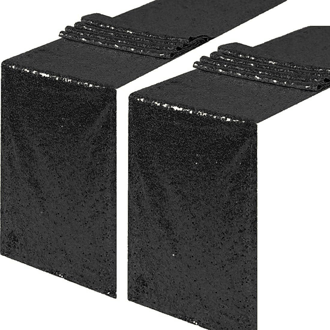 2 Pack Orange Table Runner,Sequin Table Runners 12X108 Inch Glitter Table Runner For Halloween Party Birthday Table Decorations