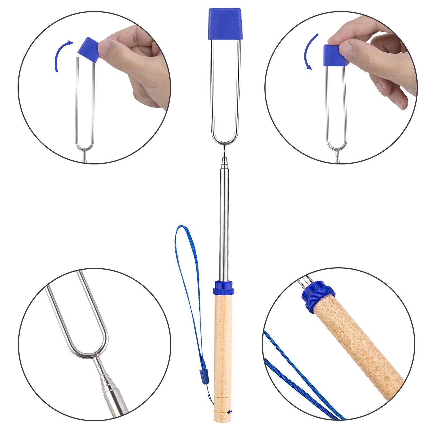 Marshmallow Roasting Sticks 5pcs Hanging Telescoping Smores Skewers 32 Inch BBQ Forks Campfire Tools Hot Dog Sticks