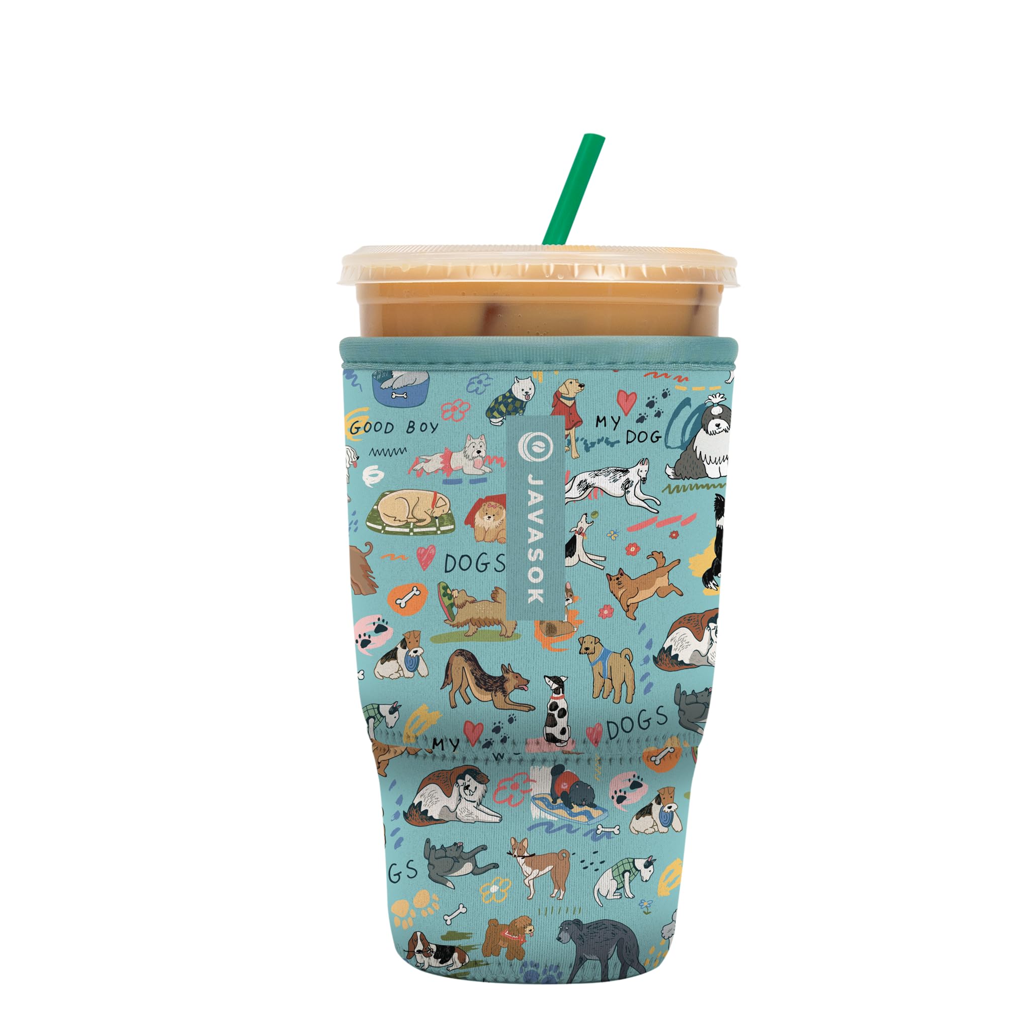 Sok It JavaSok Iced Coffee & Cold Soda Insulated Neoprene Cup Sleeve (Dog Days Forever, Large: 30-32oz)
