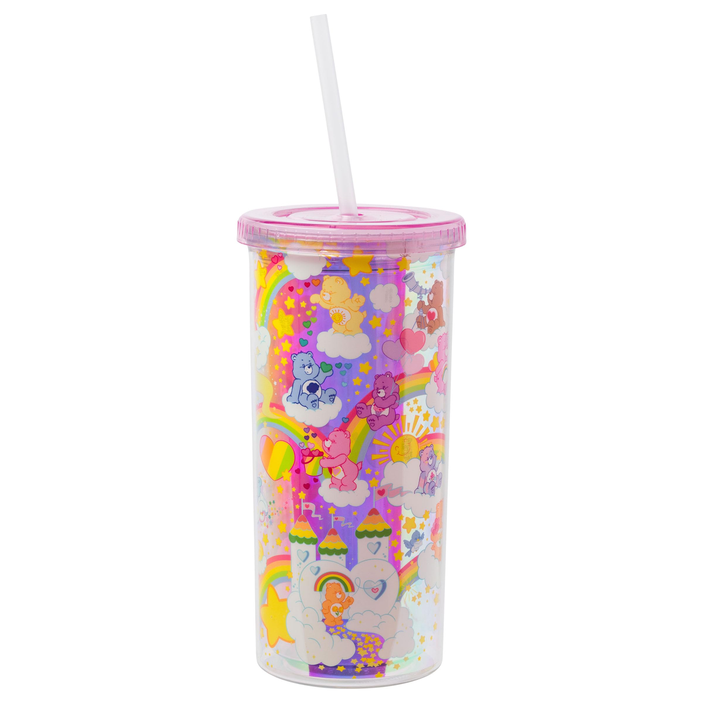 Silver Buffalo Care Bears Rainbow Stars Featuring Funshine Bear, Grumpy Bear, Cheer Bear, Tenderheart Bear Iridescent Plastic Ta