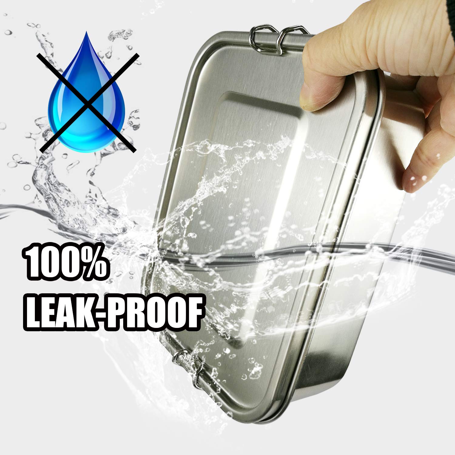 Uptrust Leak Proof Stainless Steel Bento Container For Lunch,Bento Lunch Box For Kids Or Adults, 3 Compartment Packing Box For M
