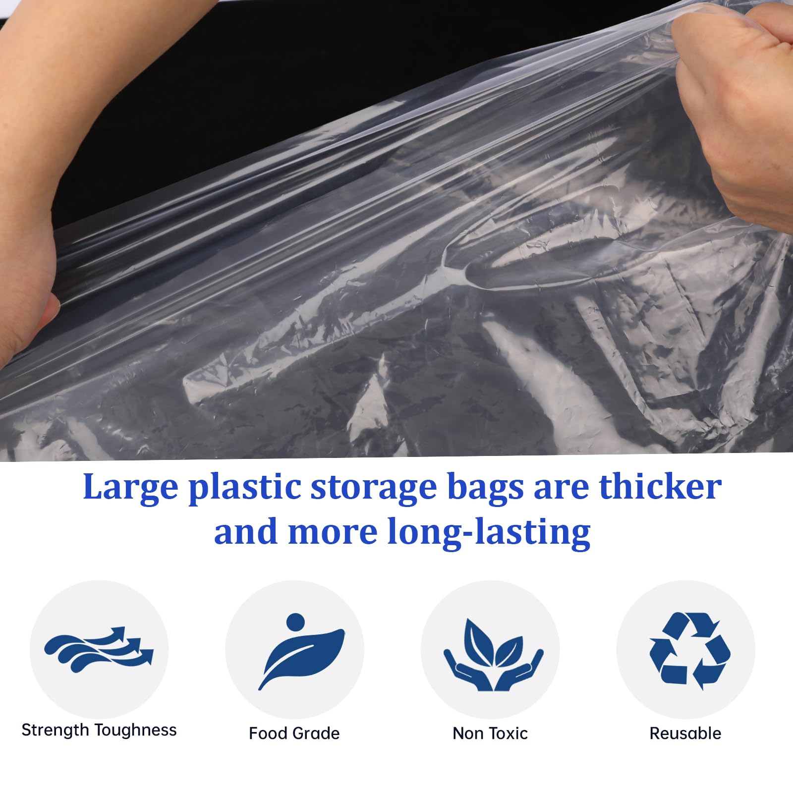 10 Pack Giant Clear Moving Bags Clear Plastic Storage Bags Fot Transport Extra Large Reusable Storage Bag For Big Plush Toys Lug