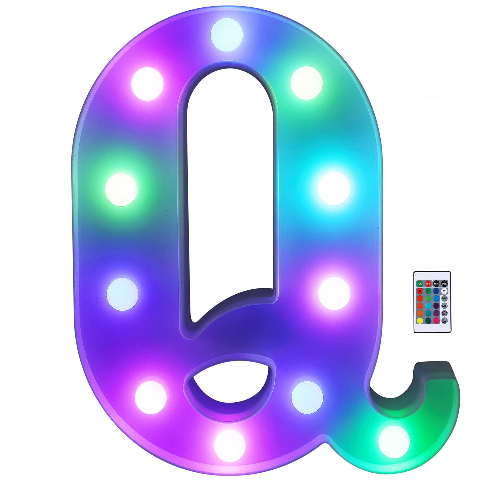 Foaky Colorful Led Letter Lights With Remote, Light Up Letters Sign For Night Light Weddingbirthday Party Battery Powered Christ