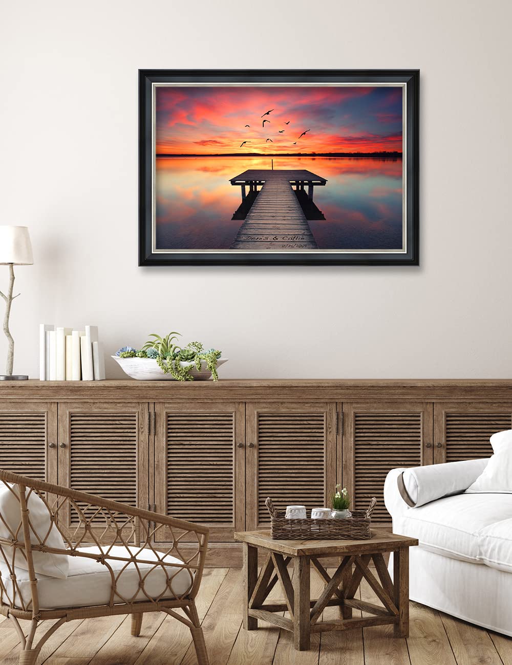 Ipic - Our Own Sunset, Personalized Ideal Gift Custom Framed Wall Art With Names And Date, Giclee Prints With Solid Wood Frame,