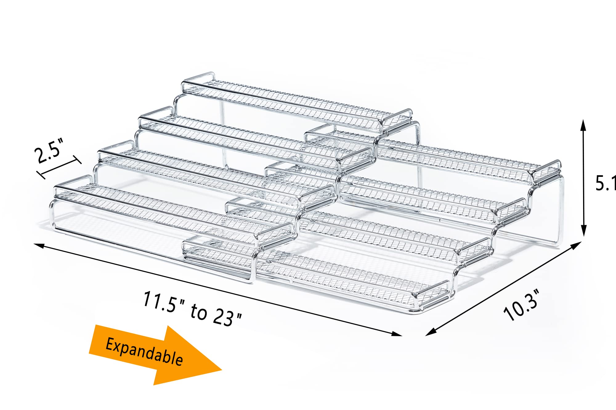GONGSHI Spice Rack Organizer for Cabinet, Pantry and Countertop, 4 Tier Expandable Seasoning Shelf, Black