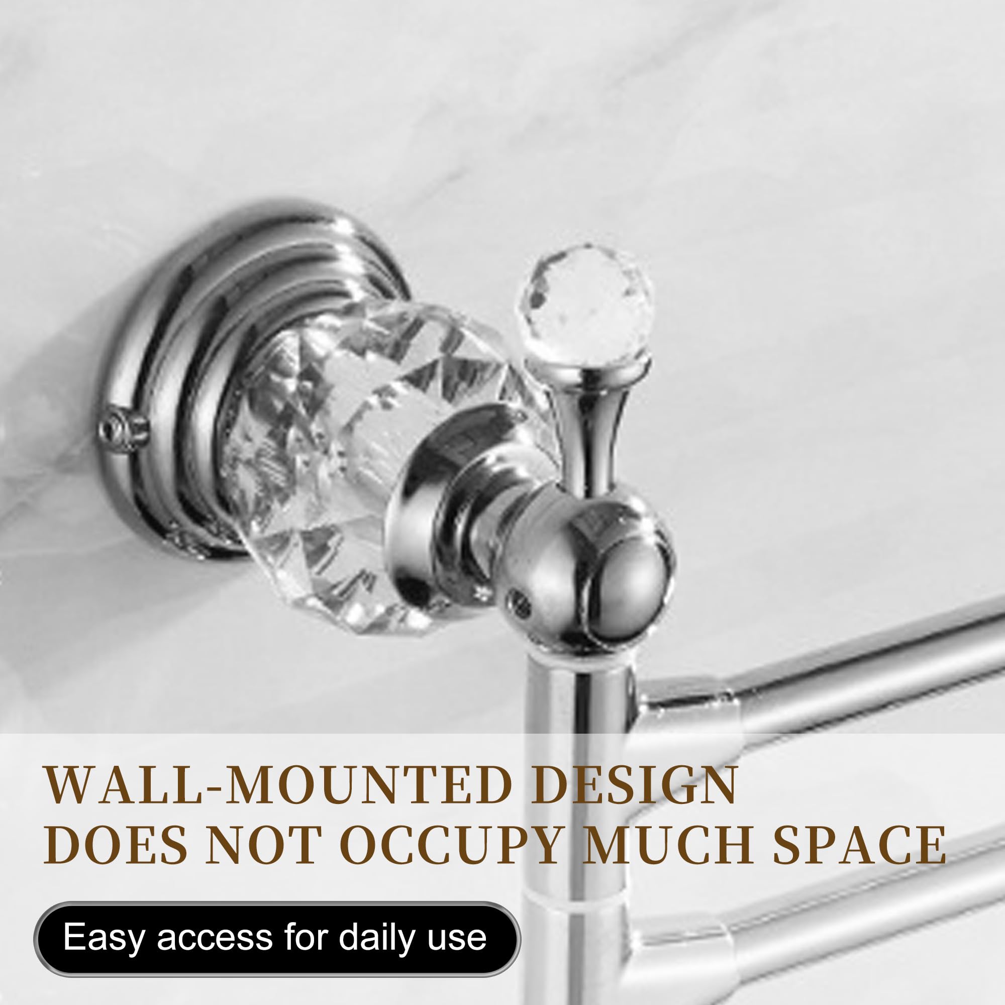 Chrome Folding Towel Bars Towel Holder, Silver Crystal Towel Rack Bathroom Hardware