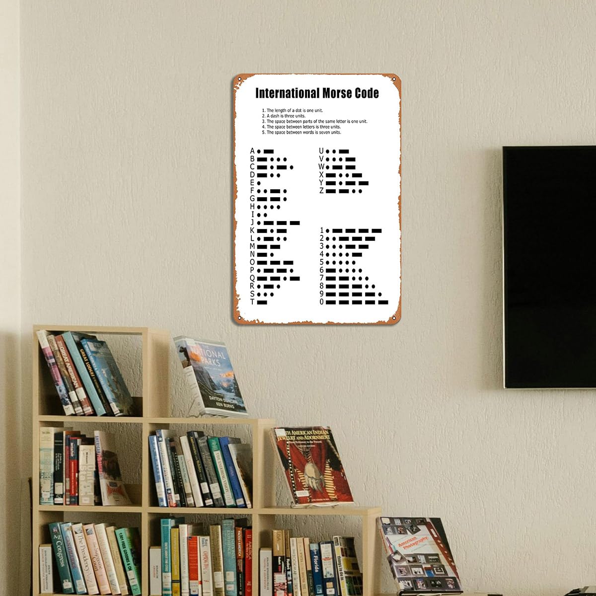 International Morse Code Metal Sign - Educational Wall Art for Classrooms, Offices, or Home Decor, Military Morse Code Gifts, Ph