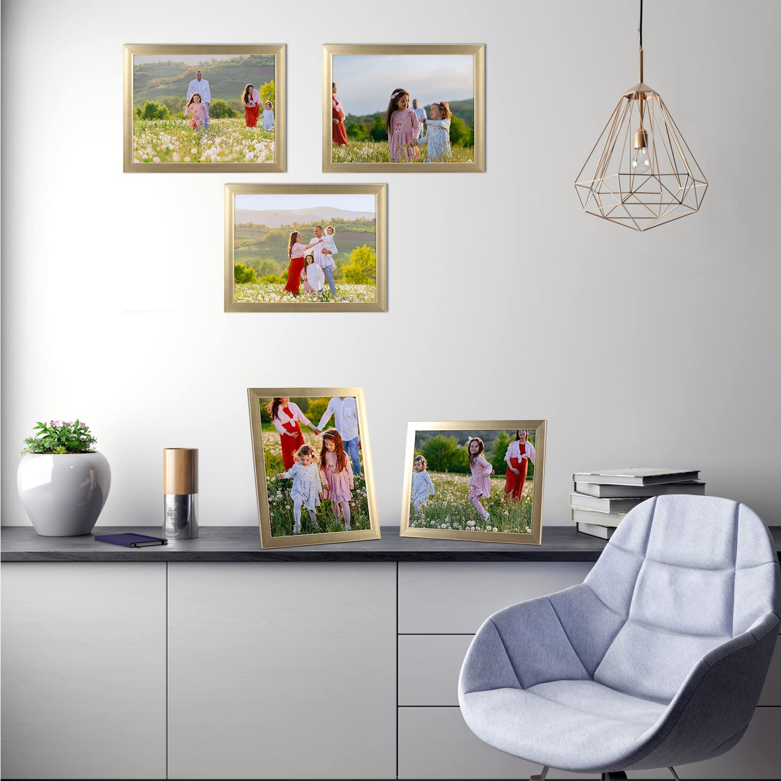 Giftgarden 8.5x11 Picture Frame Gold Set of 12, Multi Modern 8.5 x 11 Frames Bulk for Award Certificate Document Diploma, Wall o