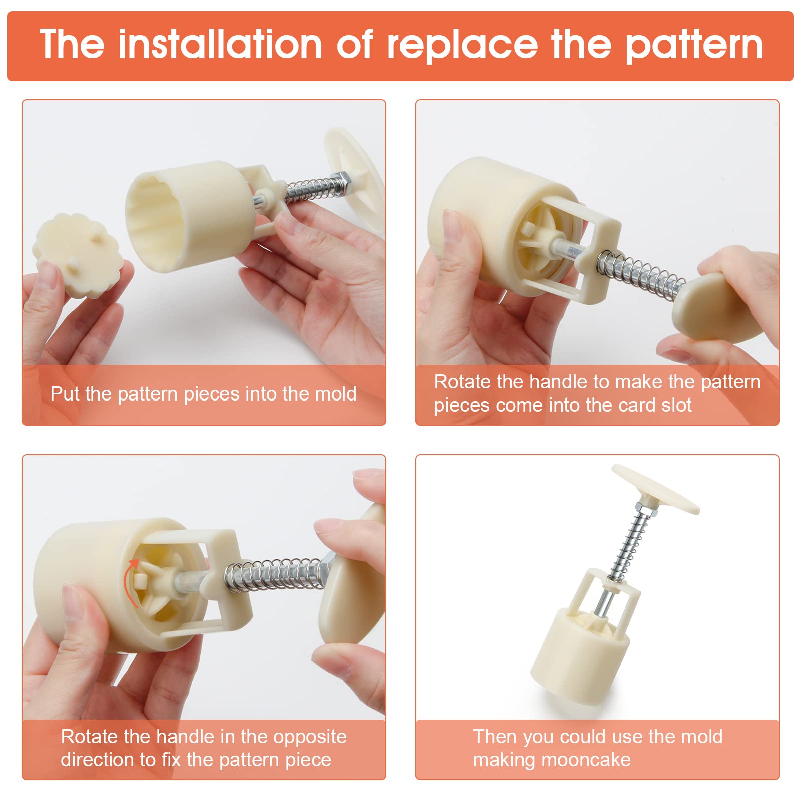 Luxiv Moon Cake Mould 75G, 12 Pcs Pattern Hand-Pressure Mooncake Molds For Mid-Autumn Diy Pastry Tool 2 Sets With 6Pcs Round Flo