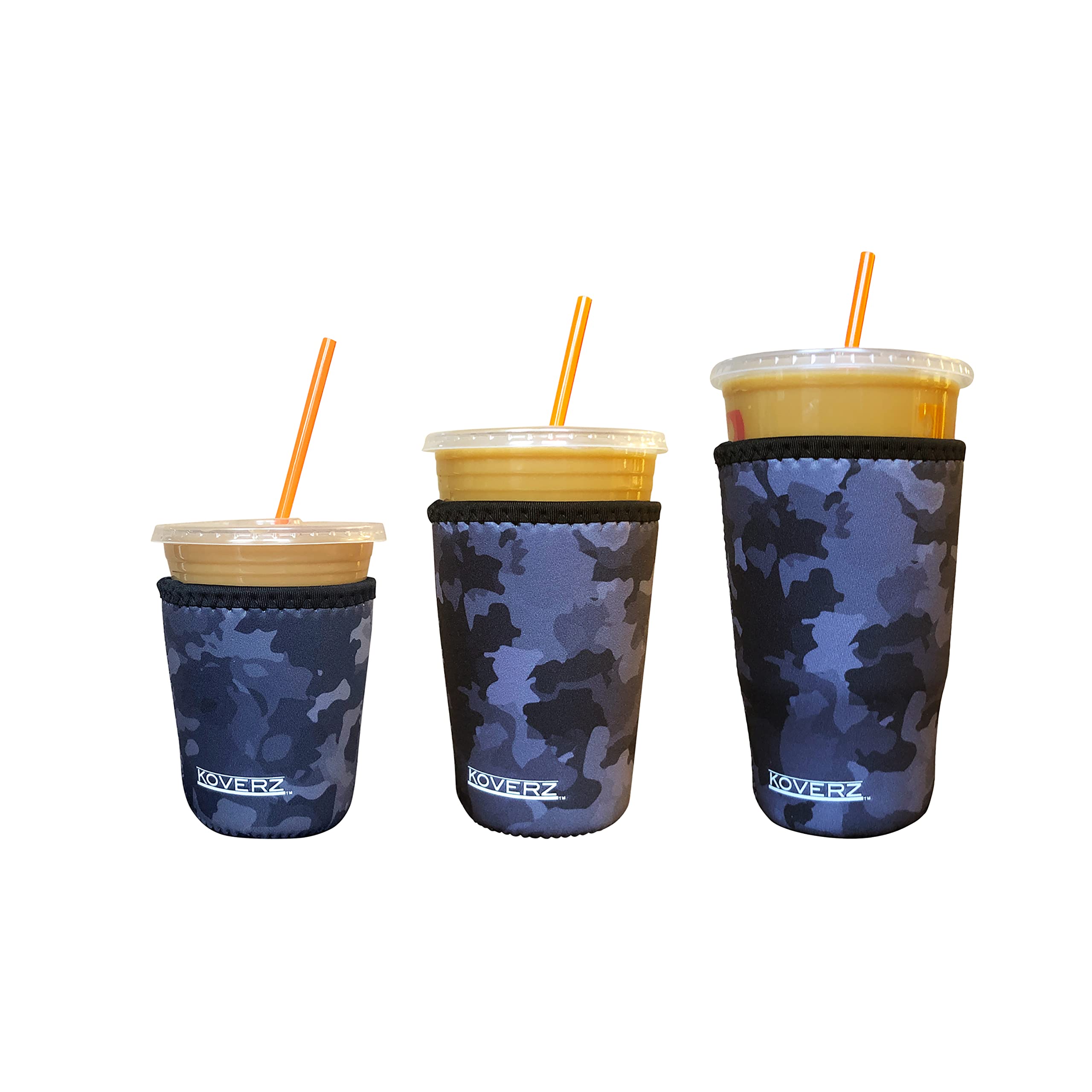 Koverz 3-Pack Iced Coffee Sleeve Set Of 3 - Black Camo