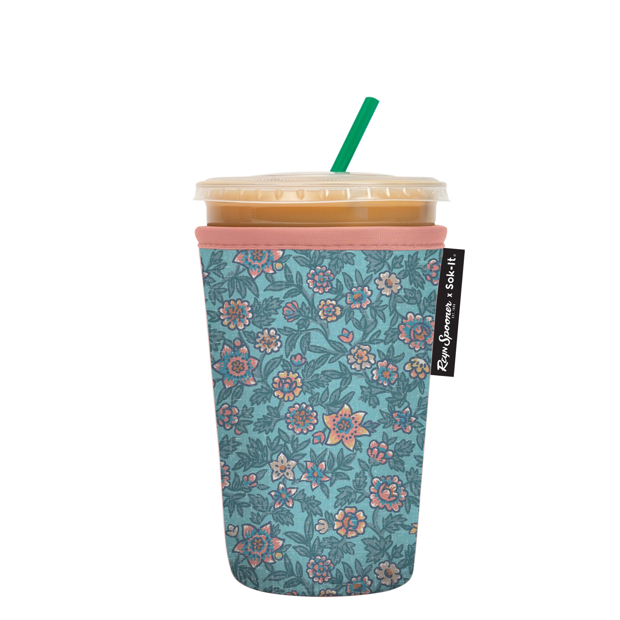 Sok It Java Sok Iced Coffee & Cold Soda Insulated Neoprene Cup Sleeve (Reyn Spooner Wild Flowers, Medium: 22-28Oz)