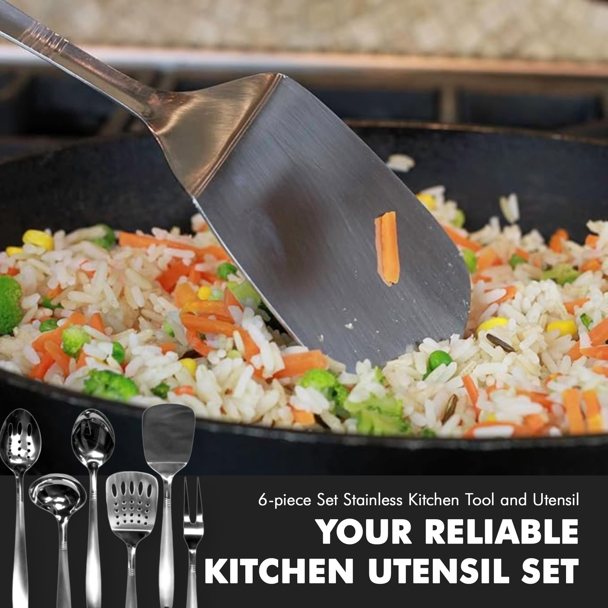 Chef Craft Select Kitchen Tool and Utensil Set  6 Piece Set  Stainless Steel