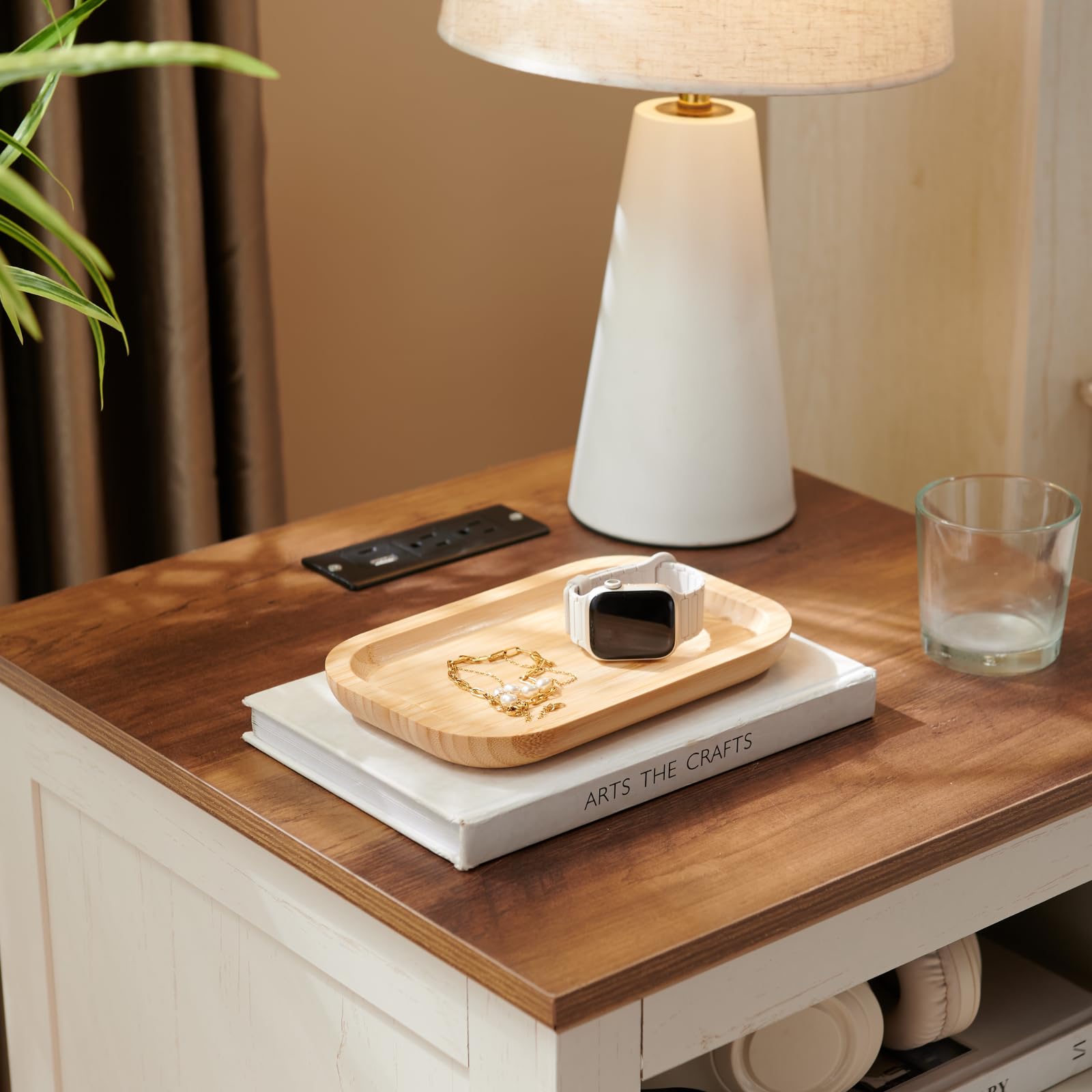 Bamboo Vanity Tray, Bathroom Counter Tray, Toilet Paper Basket Storage for Toilet Tank, Bathroom, Kitchen Counter 7.8 x 5.1 x 0.