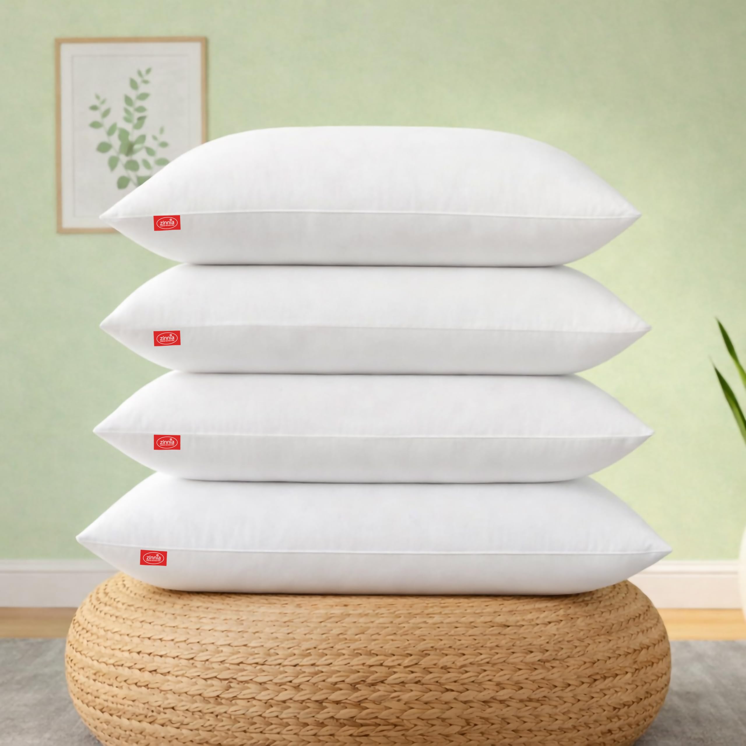 Zinnia Comfort Soft Microfiber Pillow | White | Basic Size 41 X 61 Cm | Pack Of 4