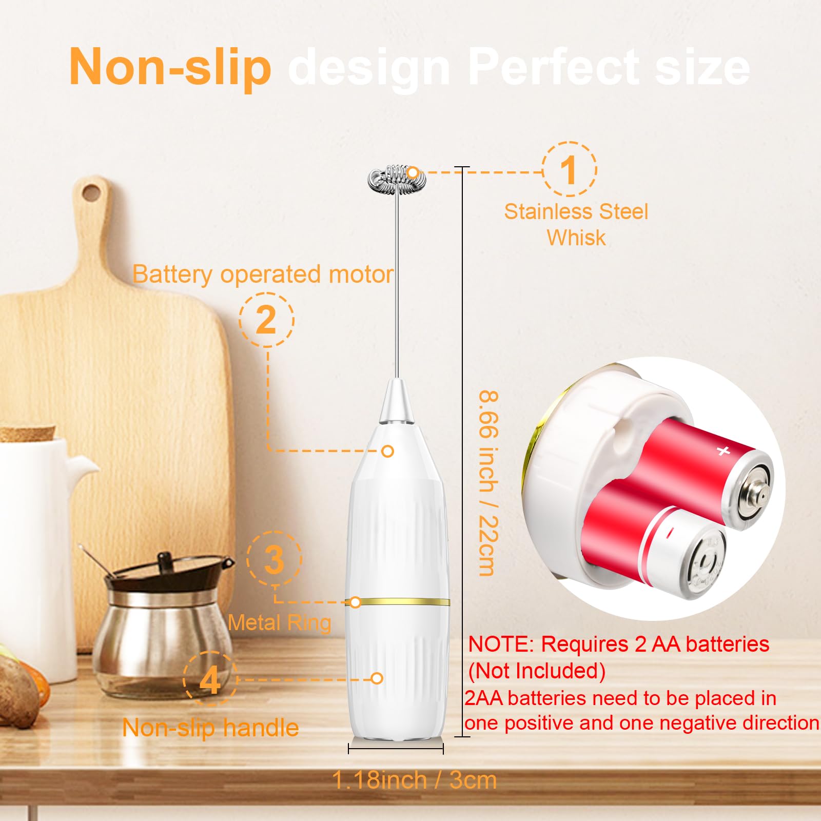 2 Pack Milk Frother, Mini Milk Frother Handheld,Drink Mixer Handheld For Coffee Bar Accessories, Latte, Cappuccino, Frappe, Matc