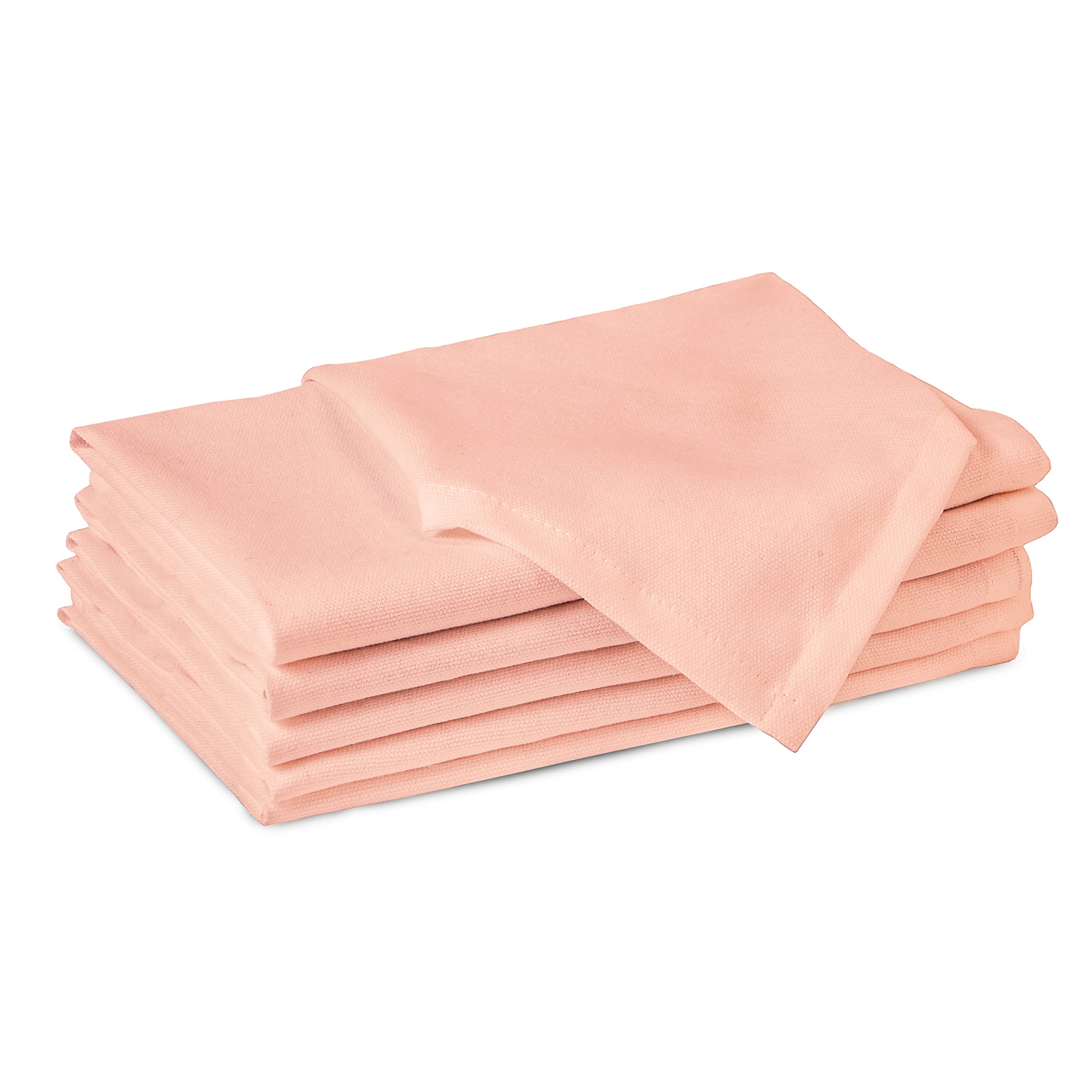 Encasa Cotton Cloth Napkins | Set Of 6 | Size 17 ''X17 '' | Peach Solid Color | Machine Washable