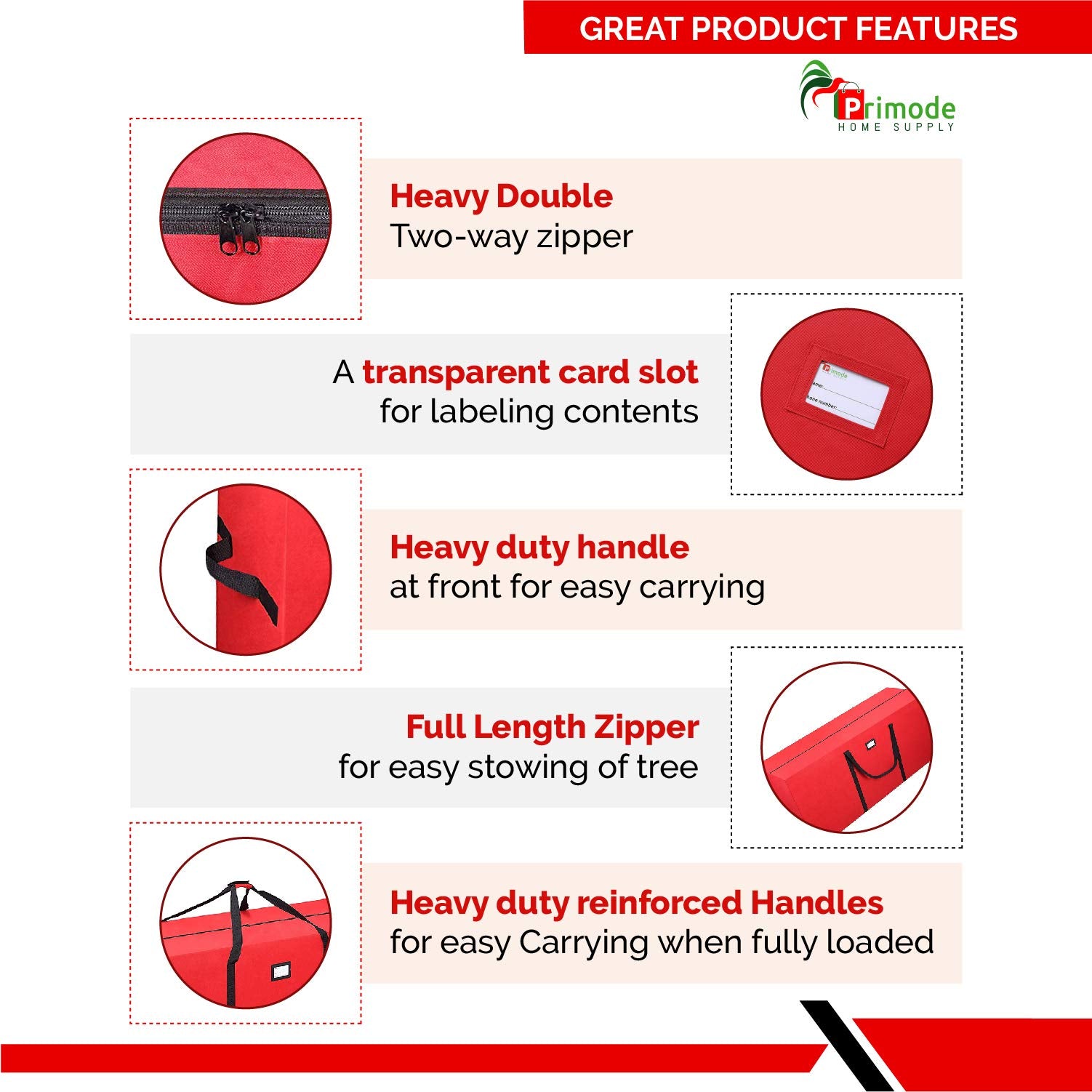 Primode Christmas Tree Storage Bag | Fits Up to 7-8 Ft. Disassembled Holiday Tree | 50    x 15    x 20    Tree Storage Container