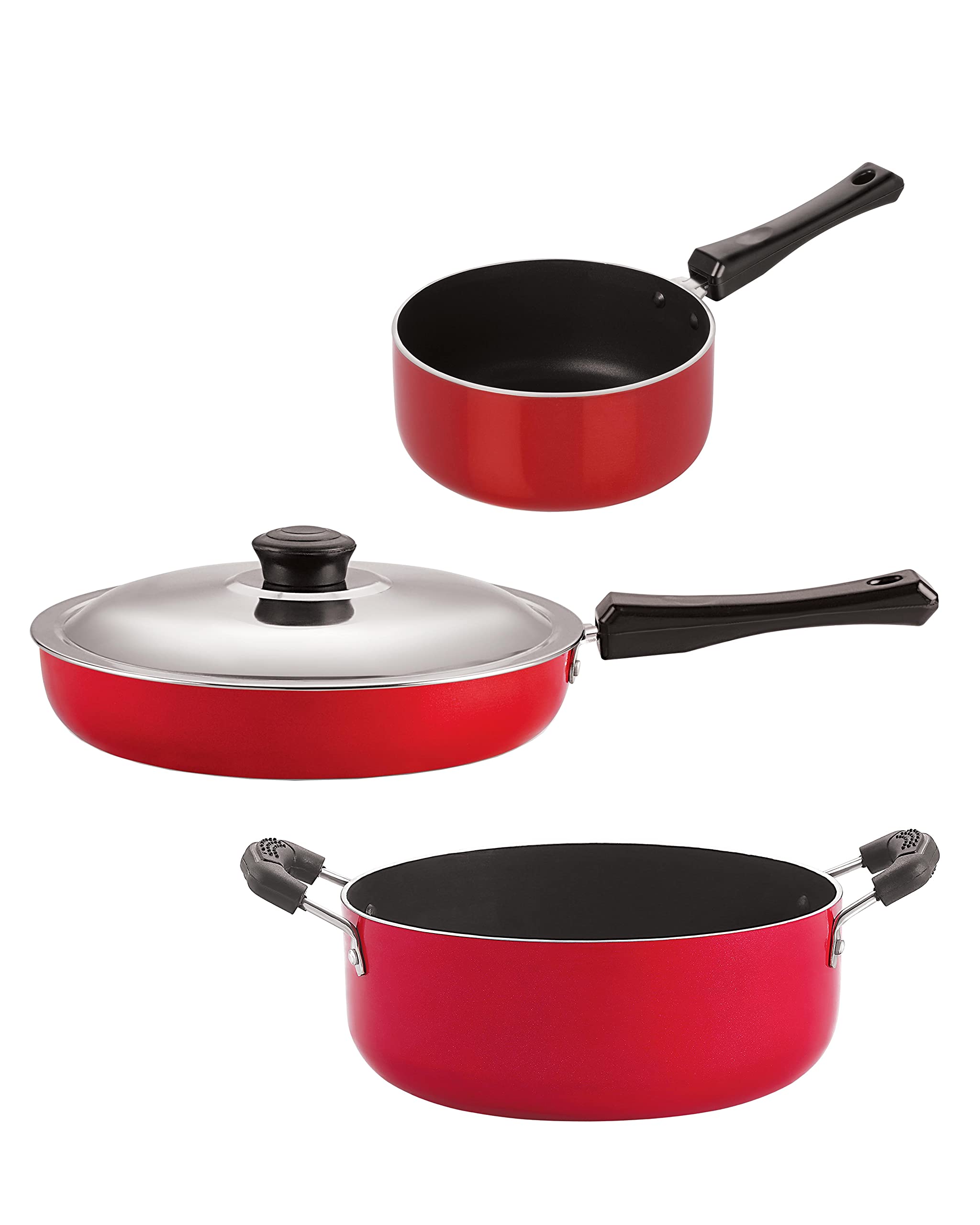 Nirlon Non Stick Cookware Set Combo, 3 Pieces (Fp10_Sp(M)_Cs24)