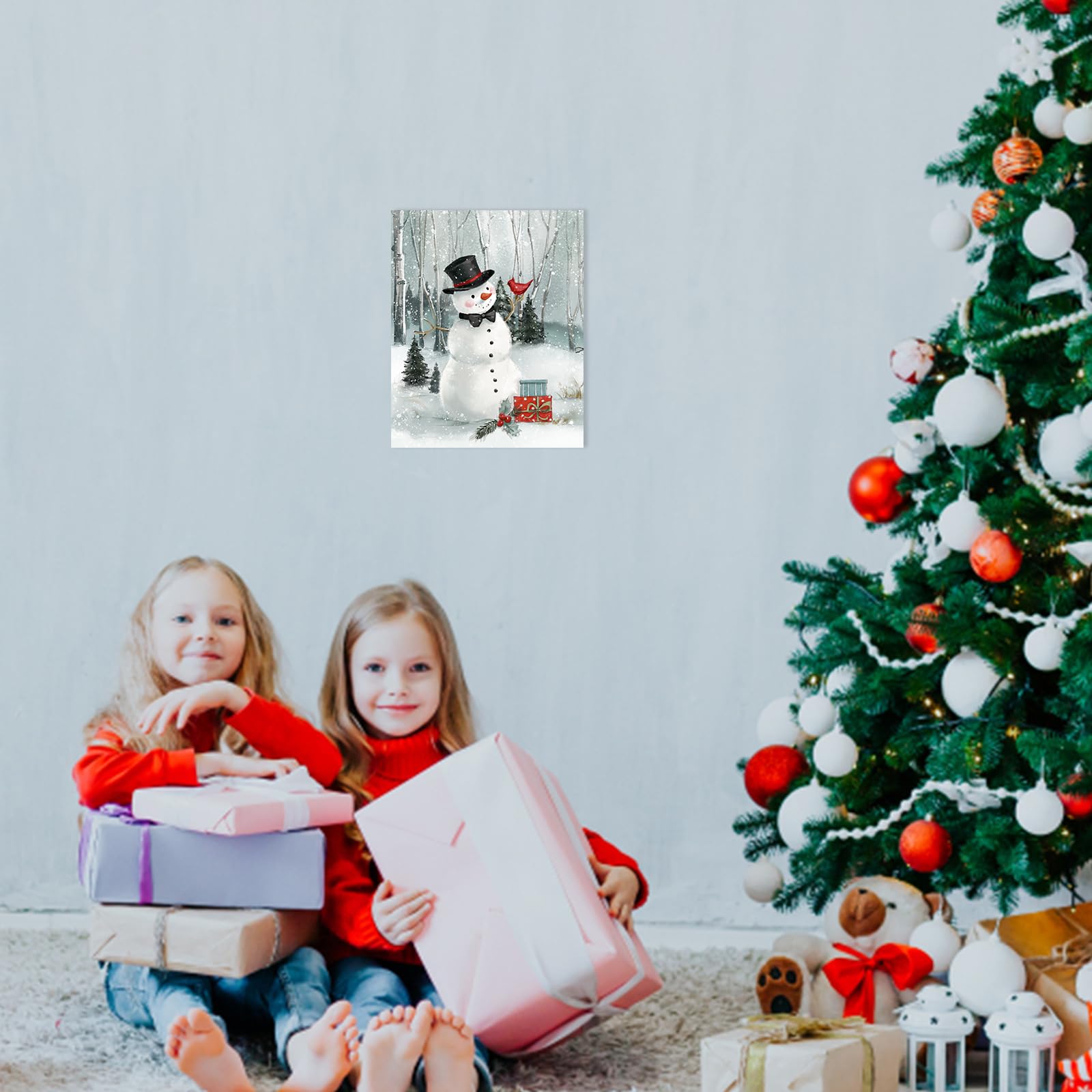 Winter Snowman Christmas Wall Decor: Snowman Picture Wall Art Prints Canvas Posters Merry Christmas Wall Hanging Decor For Bedro