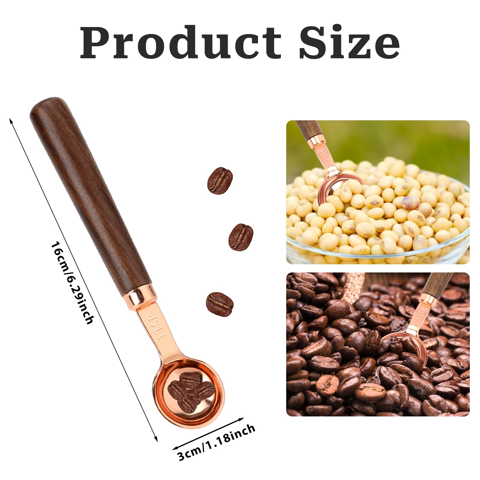 Coffee Scoop For Ground Coffee 1 Tsp 1/3 Tbsp 5 Ml Wood Long Handle Coffee Bean Scoop Tea Scoop Measuring Spoon,1 Tsp,6.5 Inch