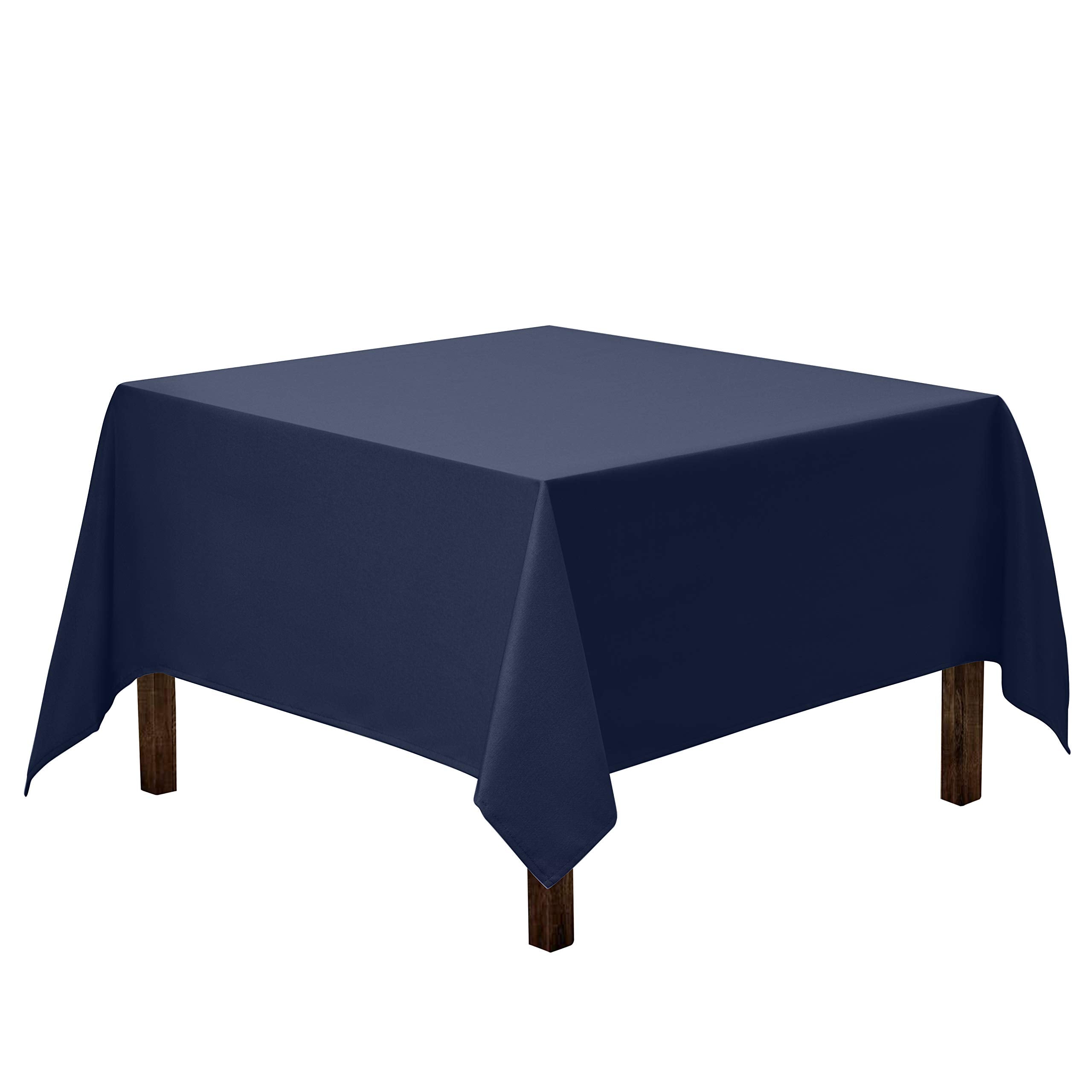 Gee Di Moda Square Tablecloth - 52 x 52 Inch Navy Blue Table Cloth for Small Square or Round Tables - Heavy Duty Washable Fabric