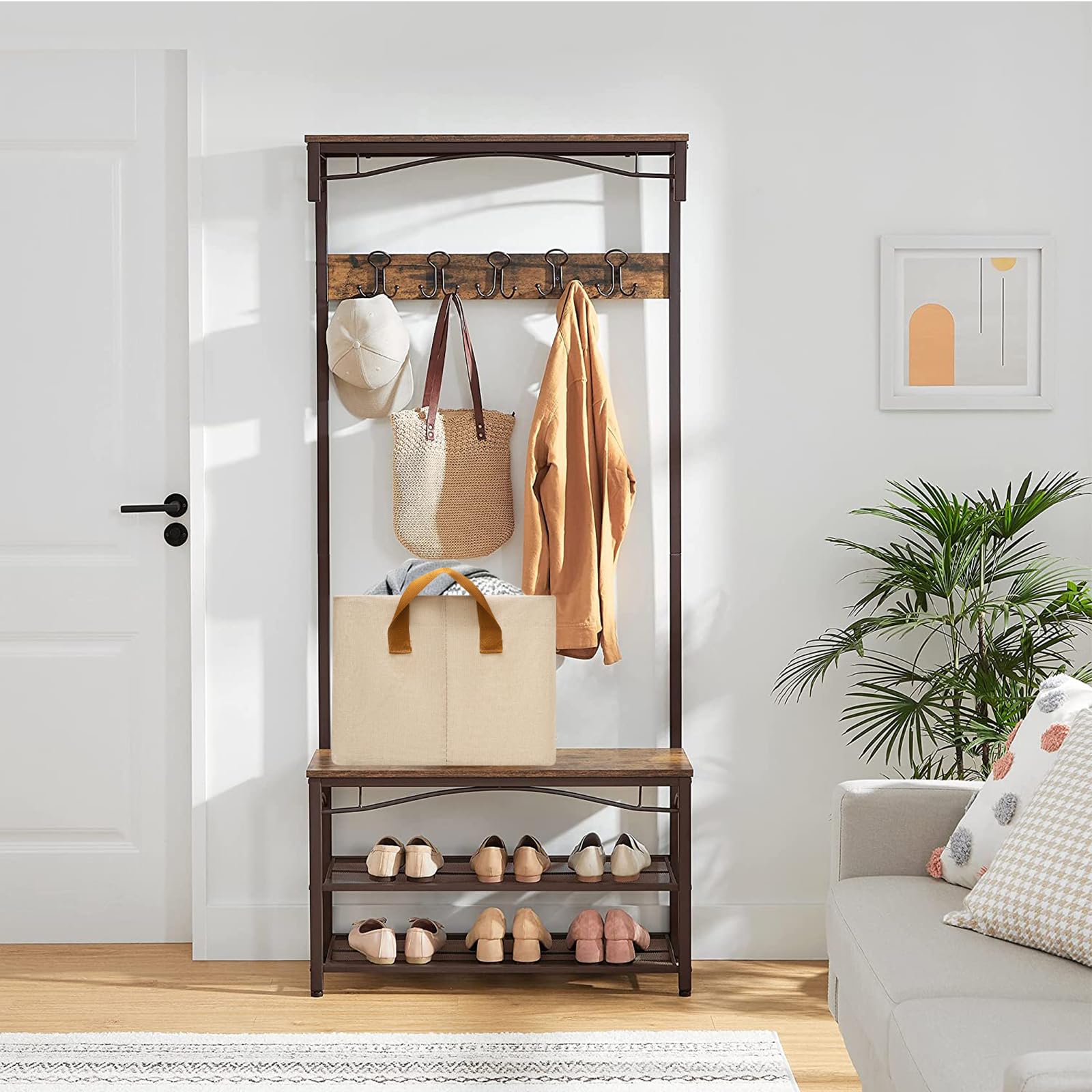 Closet Cloth Storage Bins For Shelves,4 Pack Storage Baskets For Shelves, Medium Linen Bins For Closet Organization With Handles