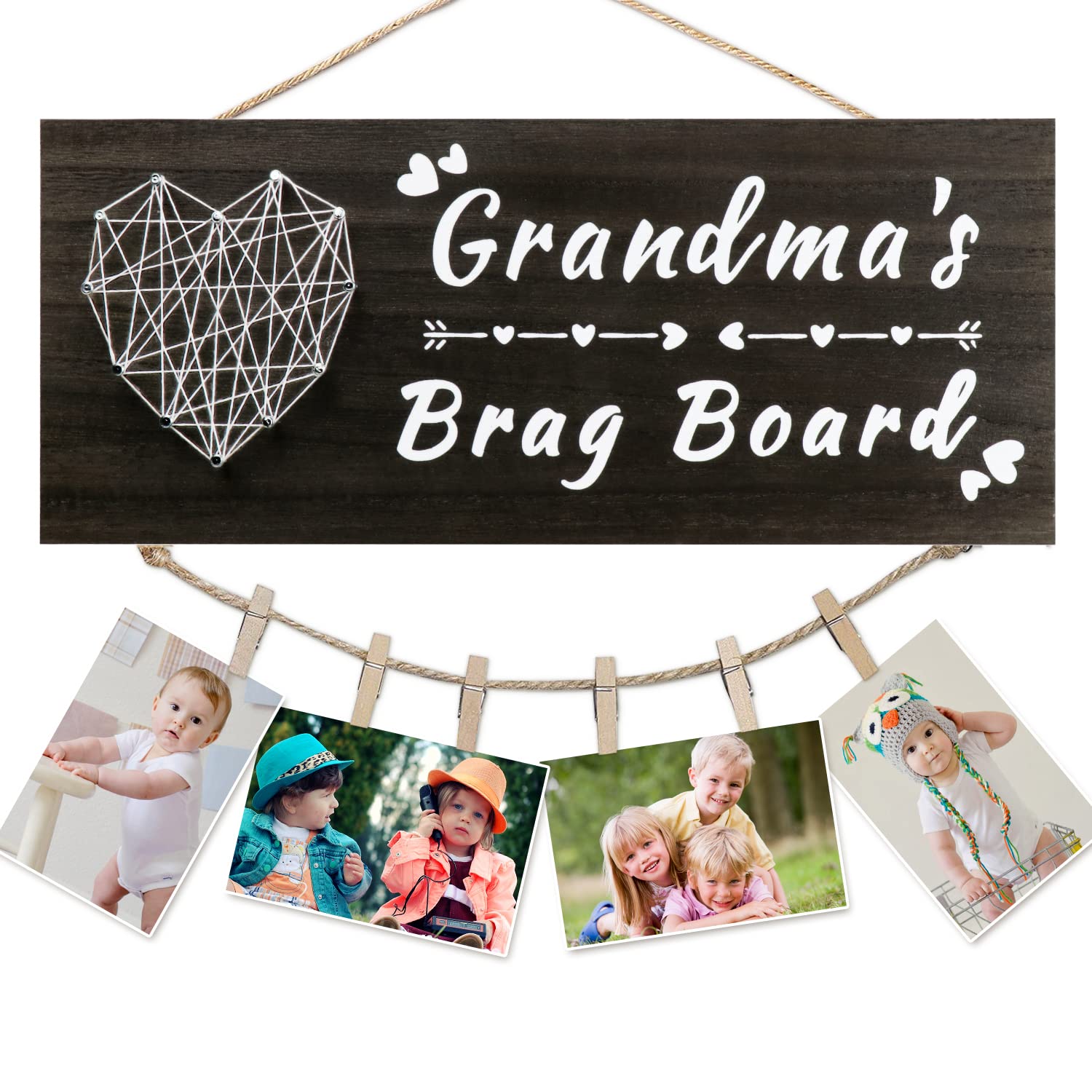 Yunfan Mothers Day Gifts for Grandma Grandmas Brag Board Grandma Gifts from Granddaughter Grandson Grandkids Picture Frame Phot