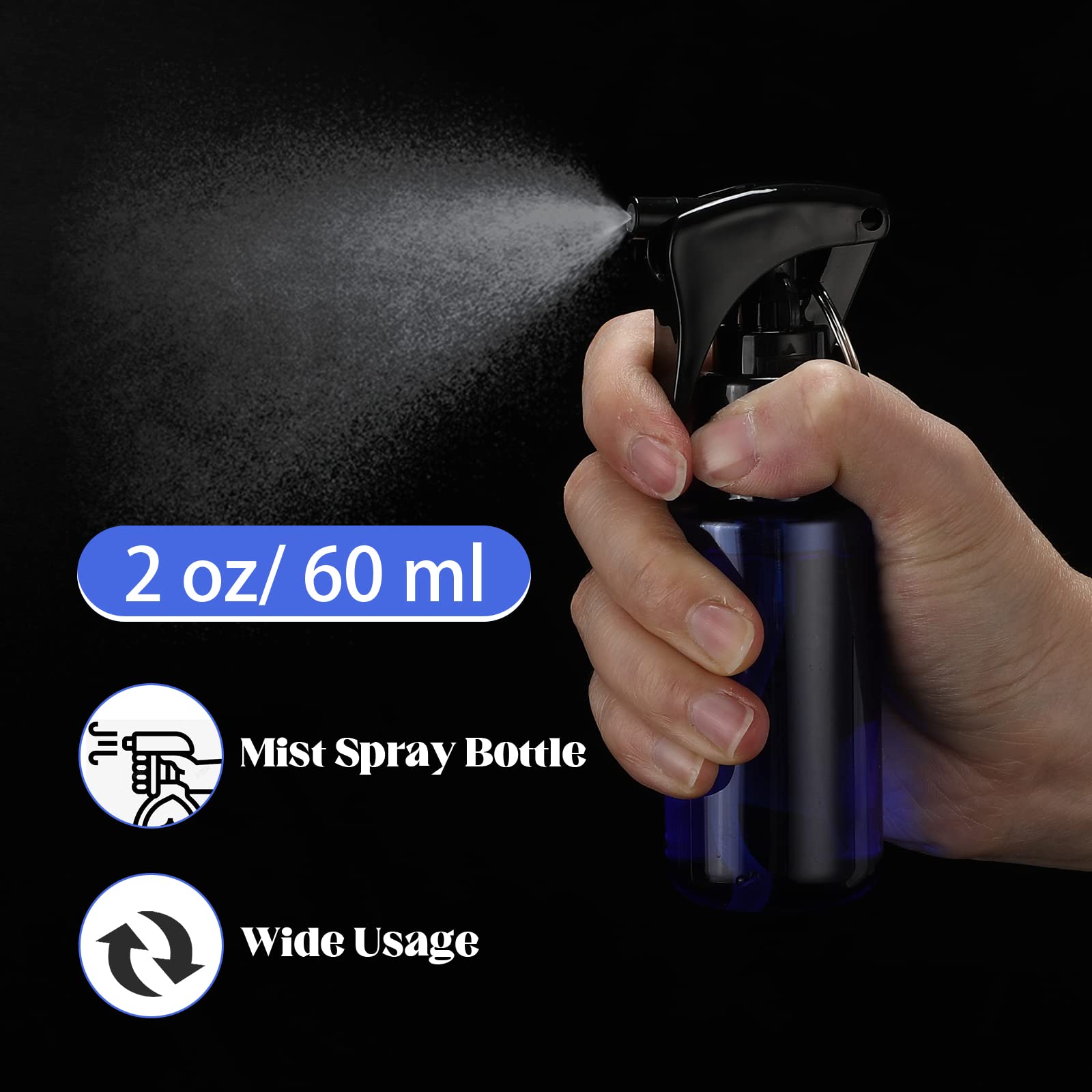 Roshtia 20 Pcs Small Spray Bottle With Keychain 2 Oz Plastic Mini Spray Bottles Refillable 60Ml Travel Size Spray Bottle With 1