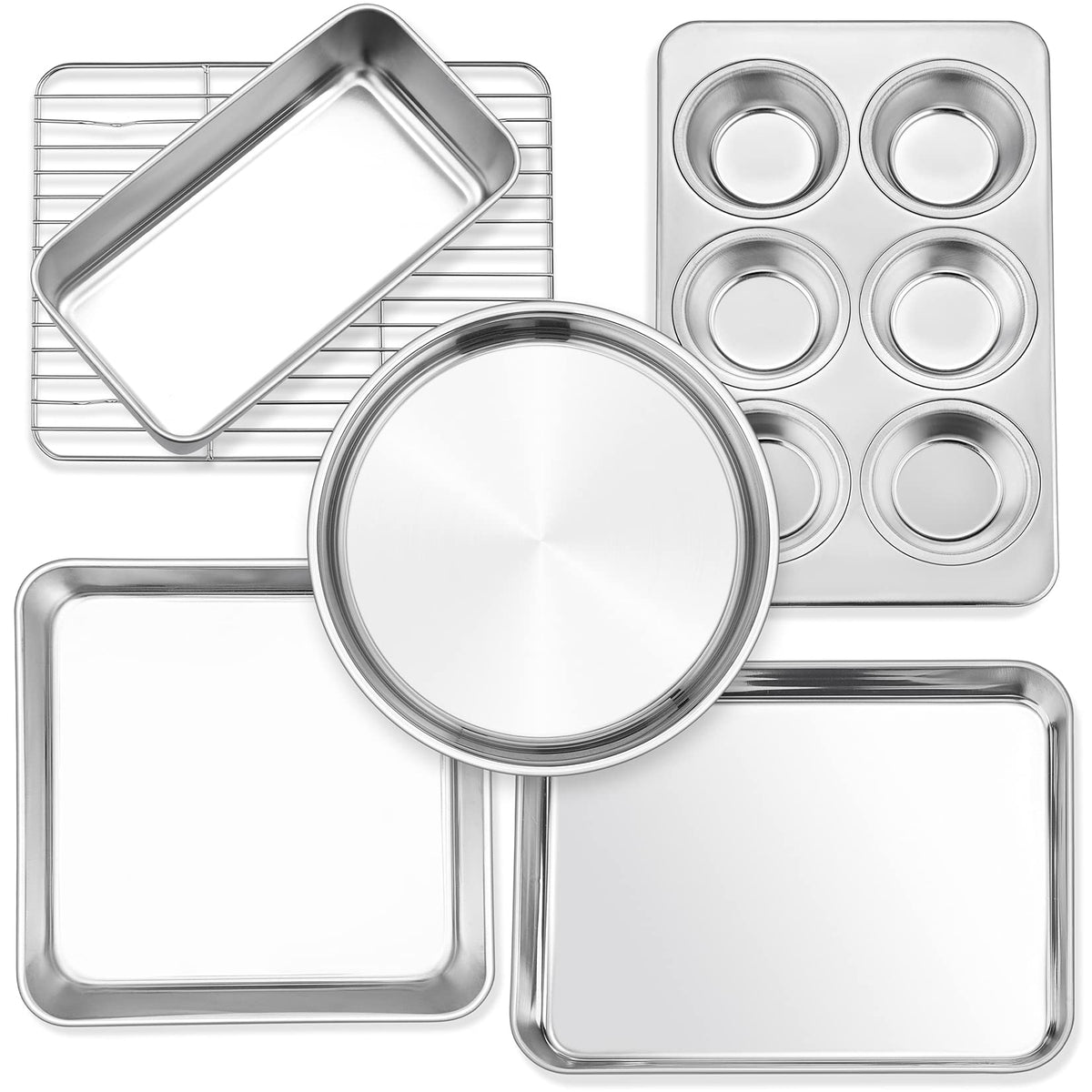 Toaster Pan Set P&P Chef 6-Piece Small Toaster Oven Pan Set, Stainless Steel Bakeware ...