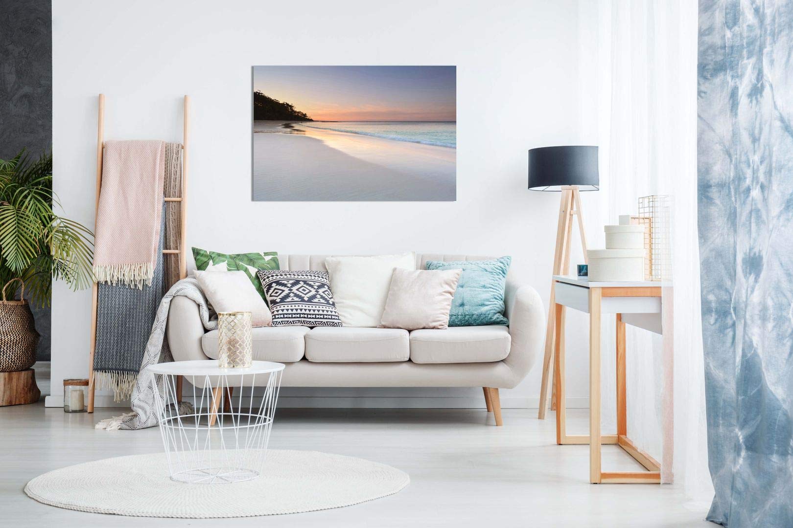 Pretty Soft Colours Beach Sky And Sand Seaside Canvas Wall Art Picture Print (24X16)
