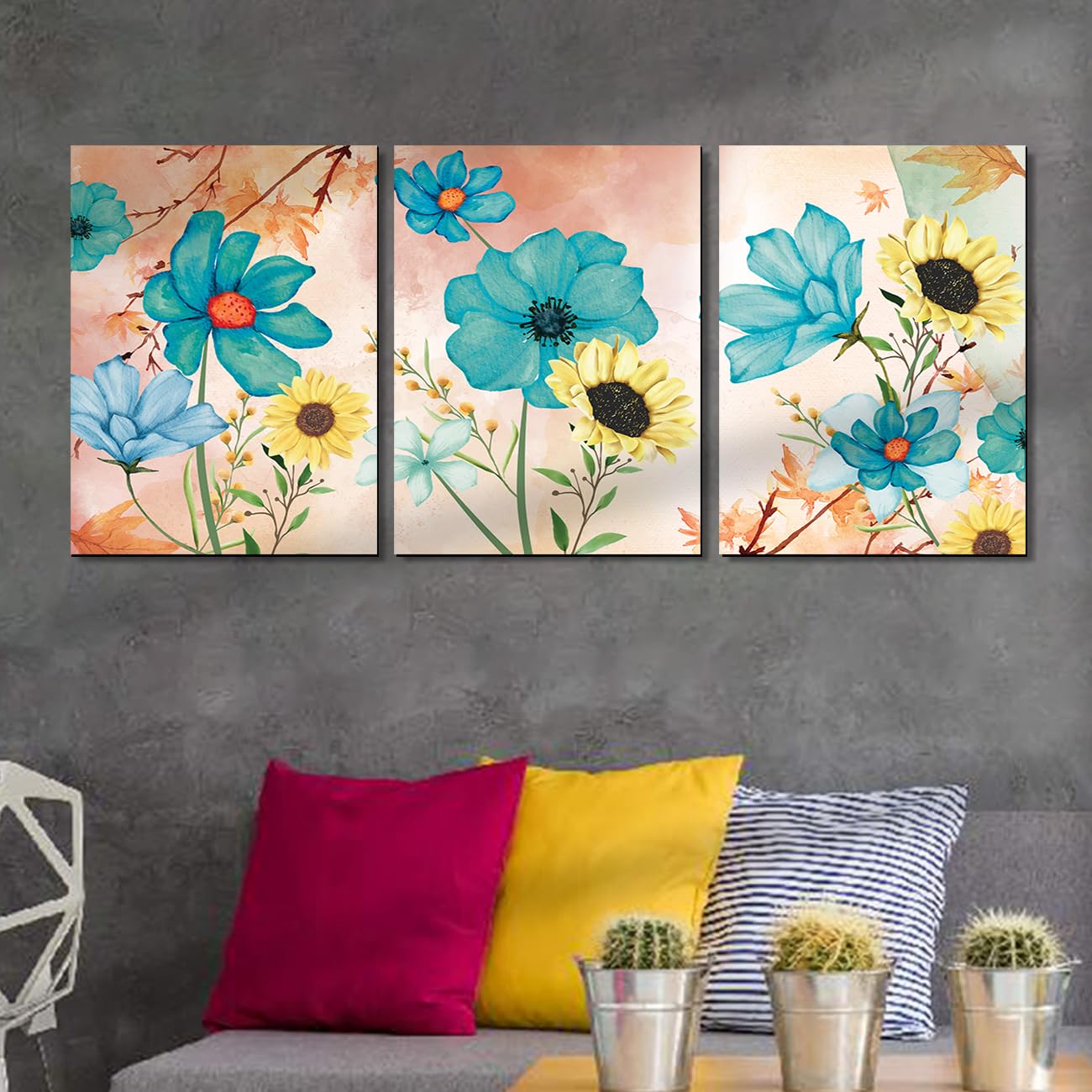 Kotart Modern Art Wall Decor Mdf Paintings For Bedroom Room Living Room -Kot212 (9 Inch X 12 Inch Panel) Set Of 3 (Multi)