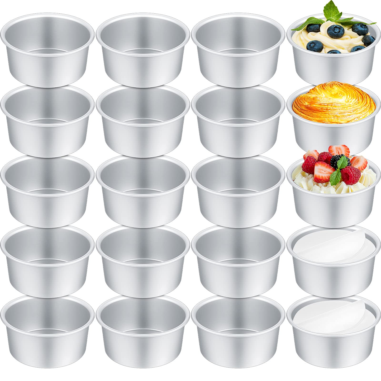 Gerrii 27 Pcs 4 Inch Small Cake Pan Mini Round Cake Pans For Baking Nonstick Aluminum Smash Cake Pans Cheese Cake, Pizza, Quiche