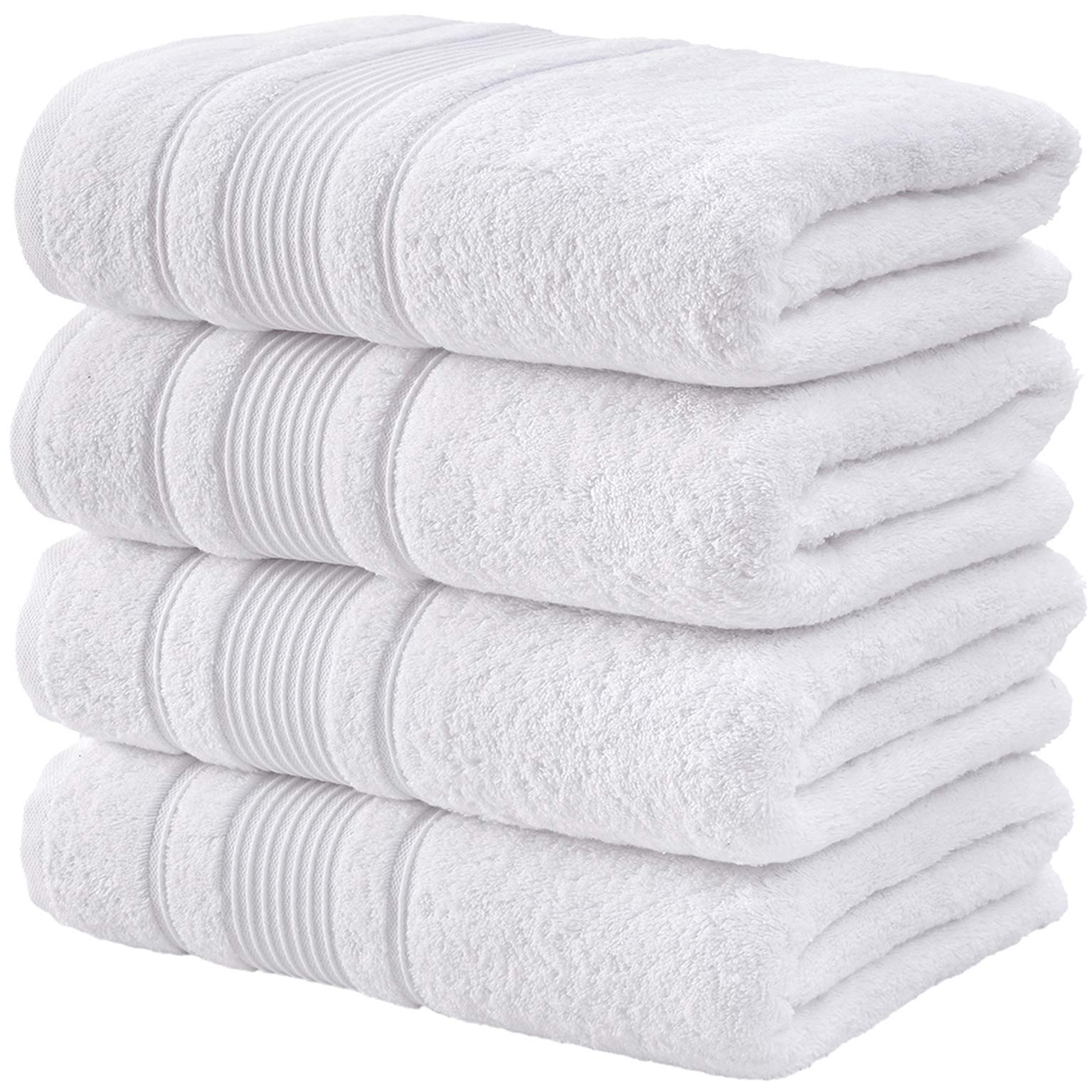 Qute Home 4-Piece Bath Towels Set  100% Turkish Cotton Premium Quality Towels for Bathroom  Quick Dry Soft and Absorbent Turkish Towel Perfect for Daily Use  Set Includes 4 Bath Towels (White)