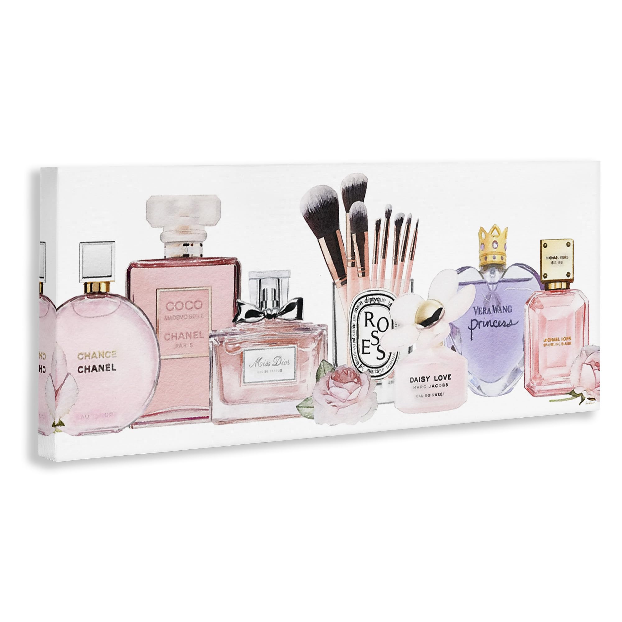 Stupell Industries Women'S Fashion Fragrance Glam Accessories, Design By Amanda Greenwood Wall Art, 10X24, Gallery Wrapped Canva