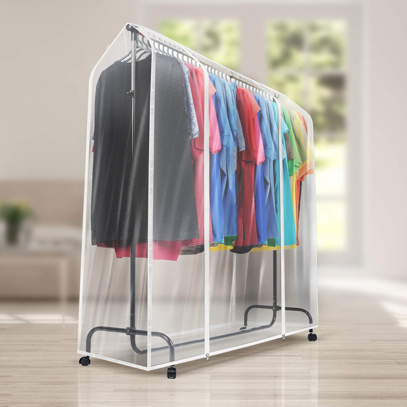 Sorbus Cover For Garment Rack 2 Pack- 6 Ft Transparent Clothes Rack Cover, Garment Coat Hanger Protector Dustproof Waterproof Cl