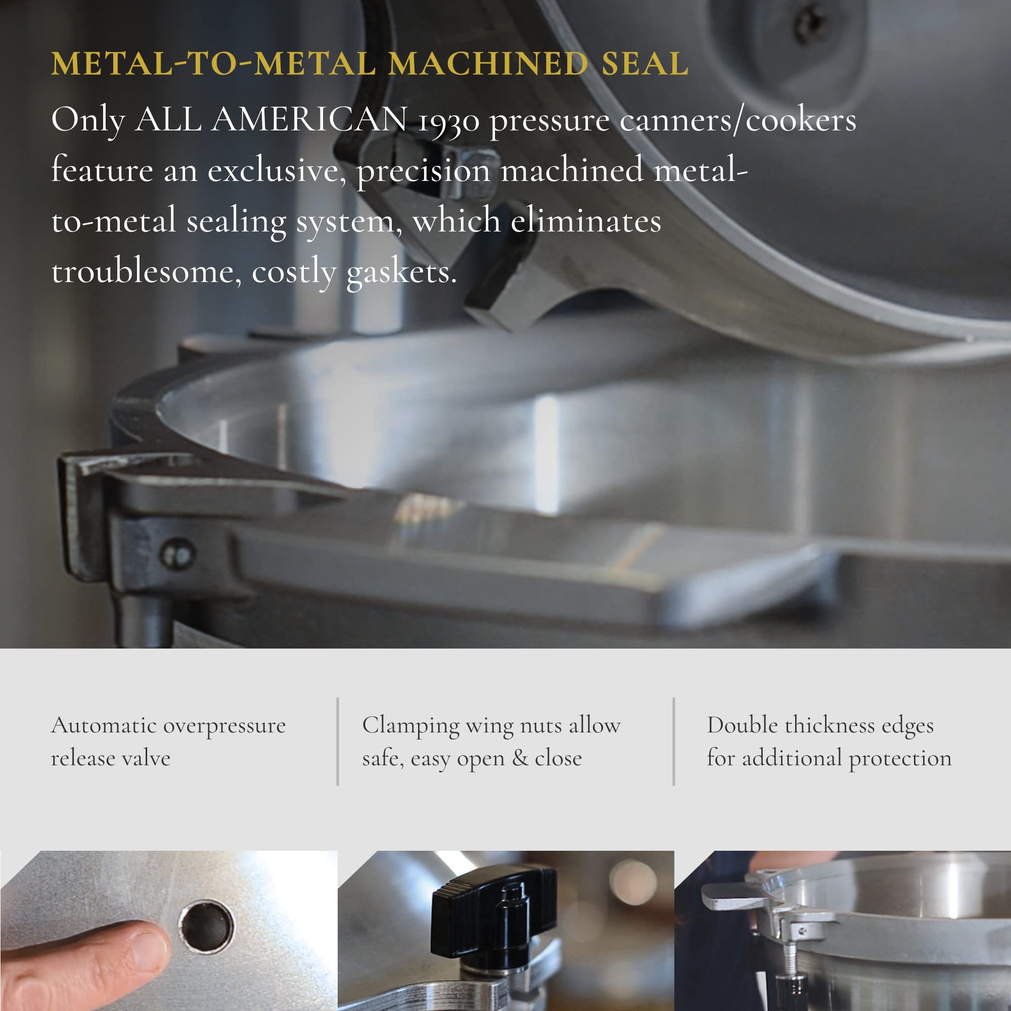 All American 1930: 41.5qt Pressure Cooker/Canner (The 941) - Exclusive Metal-to-Metal Sealing System - Easy to Open & Close - Su