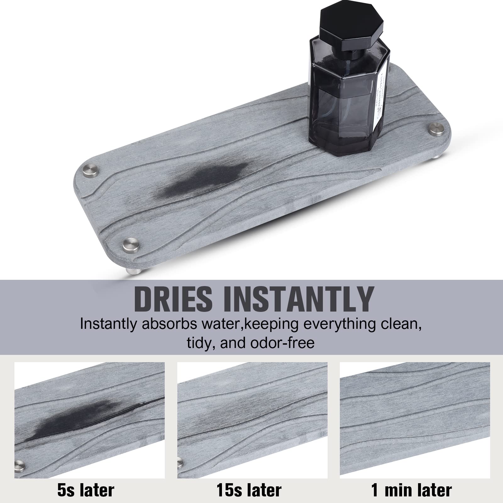 2Pcs Kitchen Sink Caddy, Water Absorbing Stone Trays - Quick Dry Diatomite Sink Caddies For Kitchen & Bathroom, Sponge And Soap