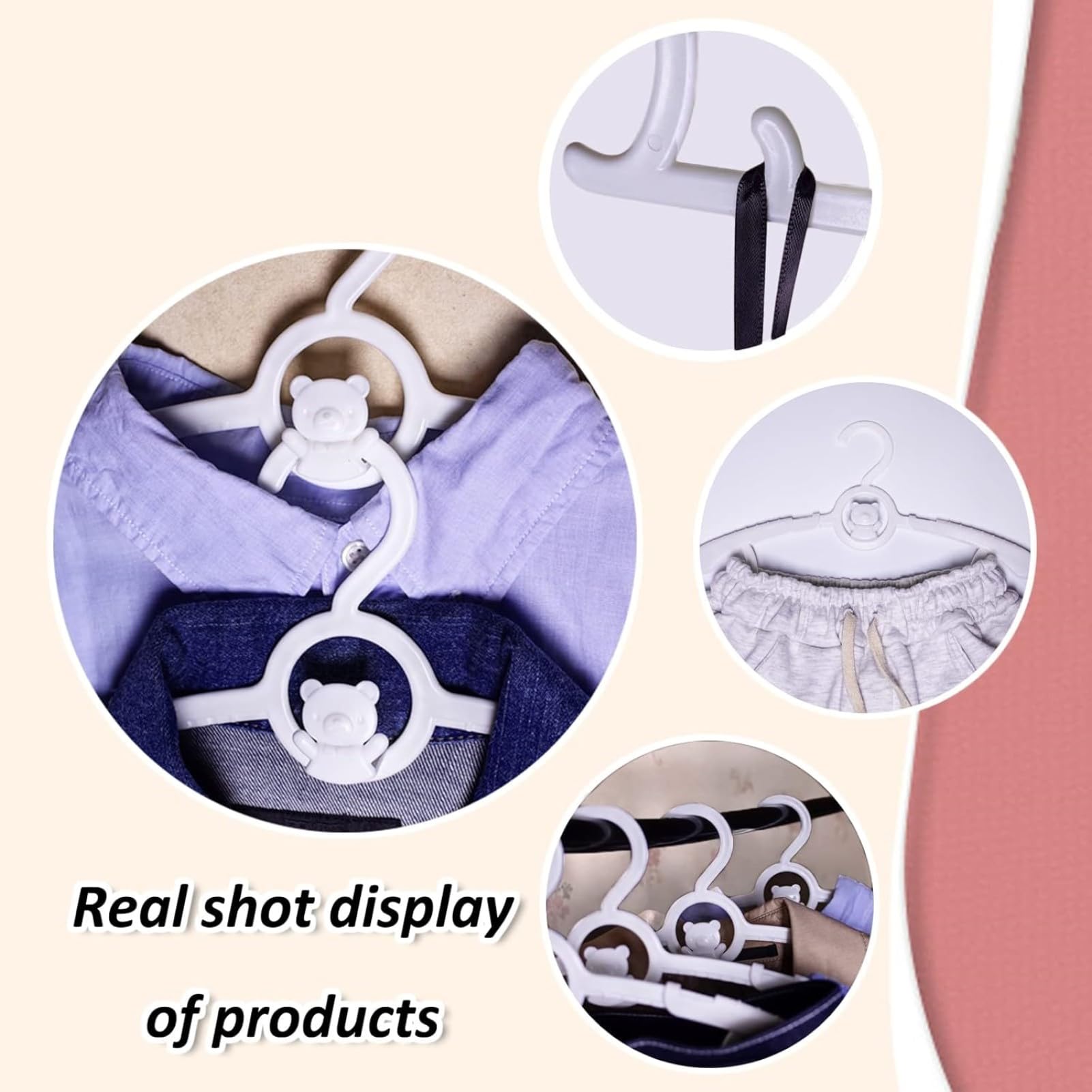 Hgyze Baby Hangers For Closet 50Pcs, White Kids Clothes Hanger Plastic, 11-14'' Adjustable Bulk Perchas For Newborn, Non-Slip Ch