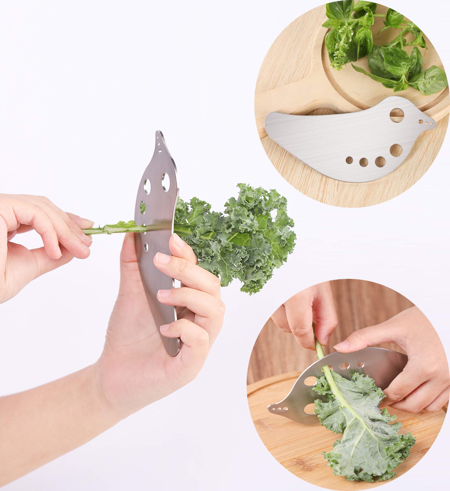 Stainless Steel Herb Stripper For Kale, Chard, Collard Greens - Multi-Function Leaf Remover, Looseleaf Stem Removal Kitchen Gadg