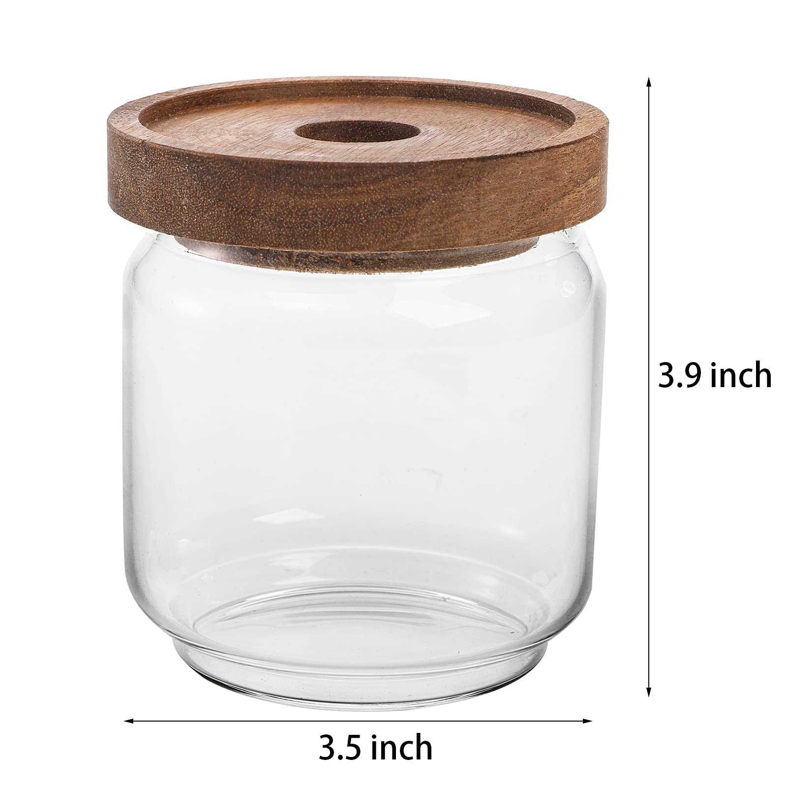 Bekith 4 Pack 15 Fl Oz (450Ml) Glass Food Storage Jar With Acacia Lids, Airtight Sealed Clear Glass Canisters, Kitchen Food Stor