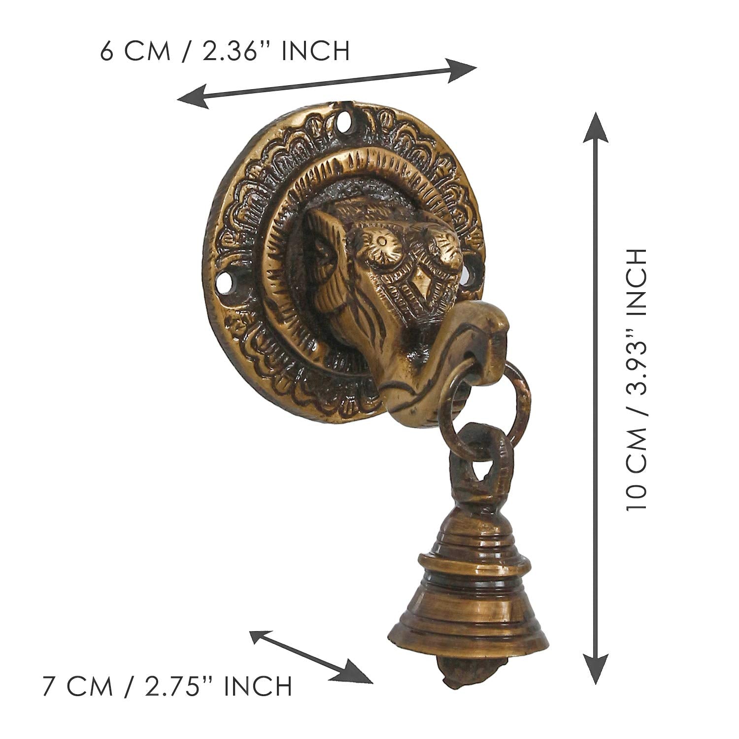 Ecraftindia Brass Lord Ganesh Face Wall Hanging With Bell (Bgg518)