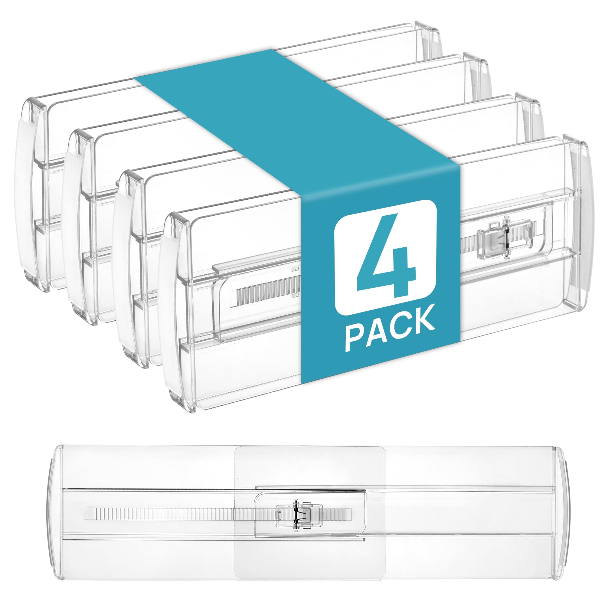 Vtopmart 4 Pack Drawer Dividers for Clothes, Adjustable 4'' High Expandable from 10.6''-17'' Dresser Drawer Organizer, Clear Pla