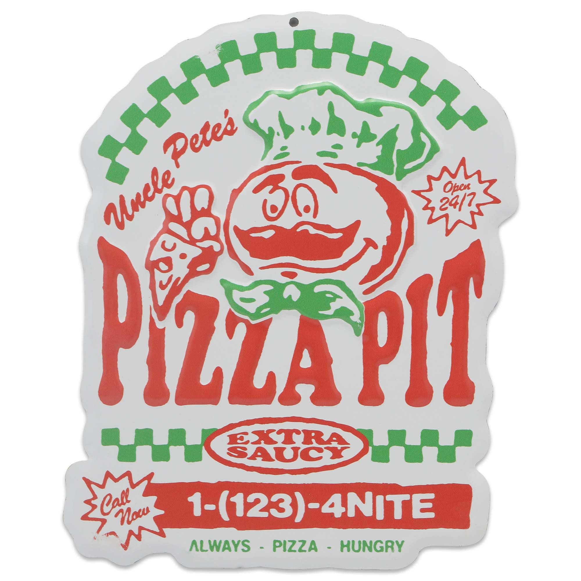 Fortnite Pizza Pit Embossed Metal Wall Decor - Fun Gaming Sign for Bedroom or Game Room