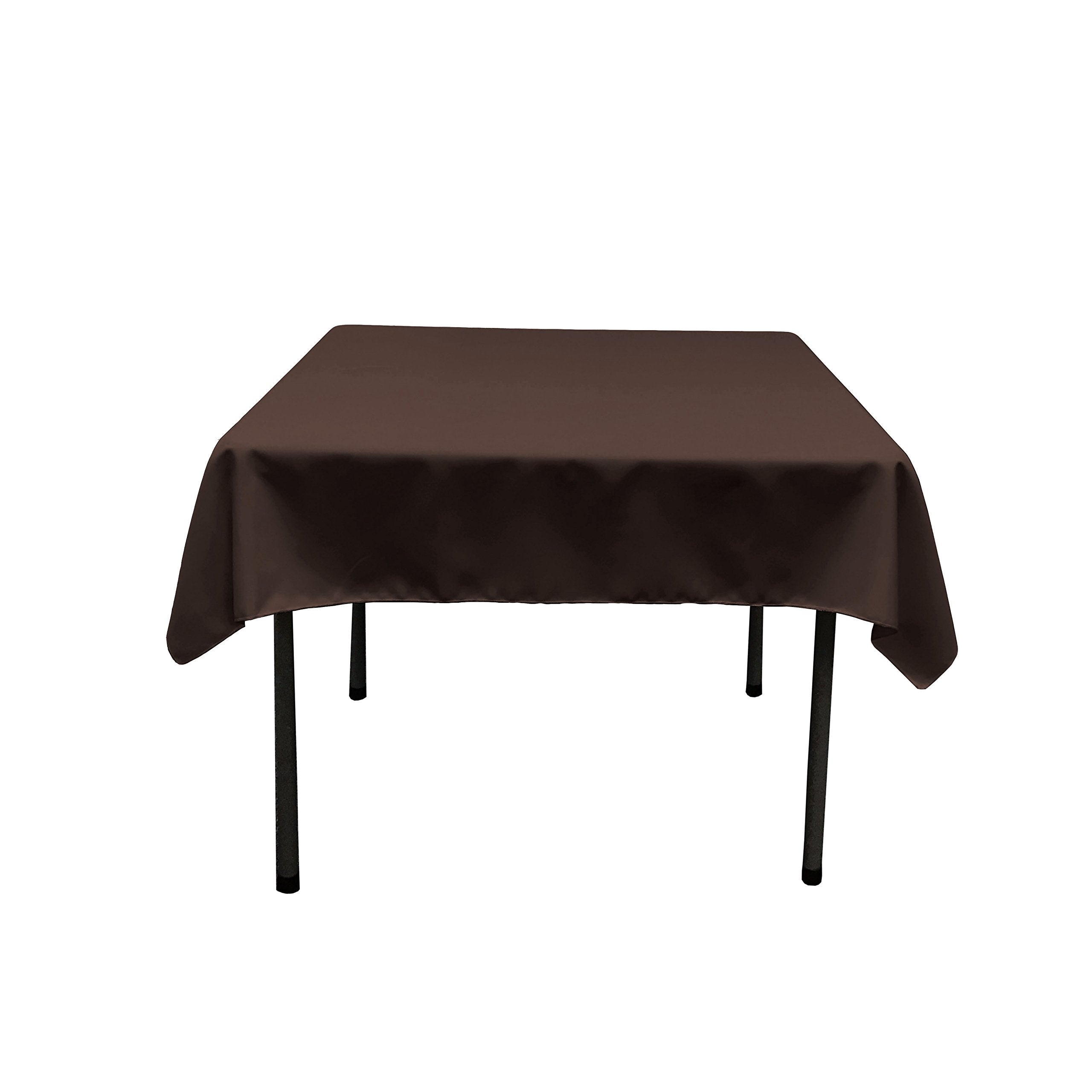 LA Linen Polyester Poplin Square Tablecloth  52 by 52-Inch  Brown