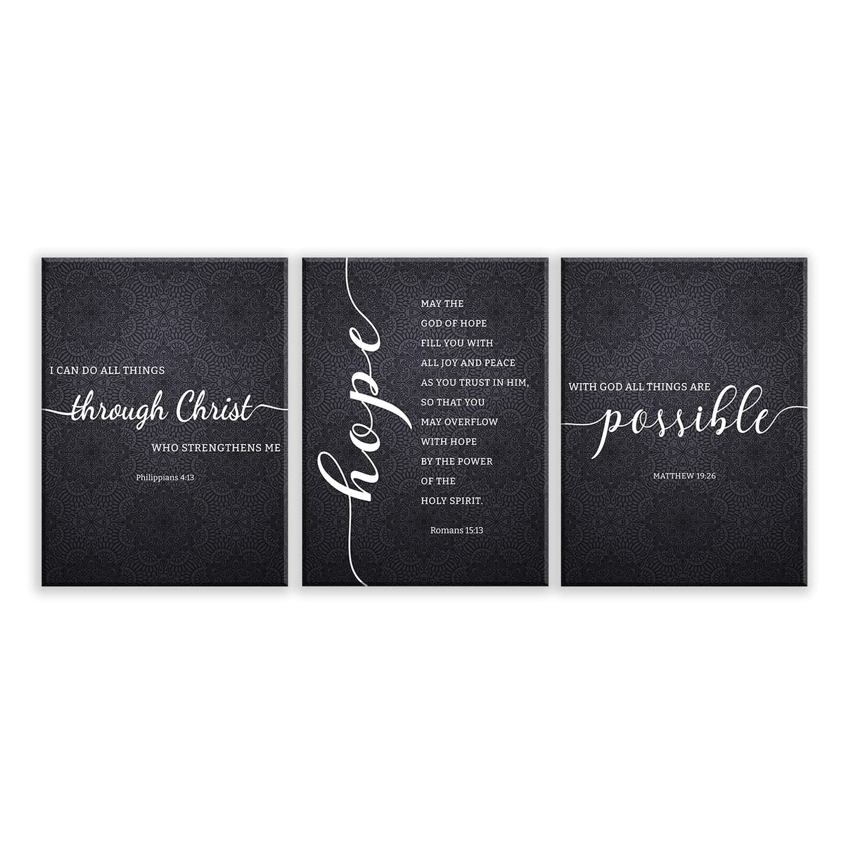 Scripture Lettering Framed Dazingart Framed Bible Verse Wall Art, Black Scripture Prints Set Of 3 ...