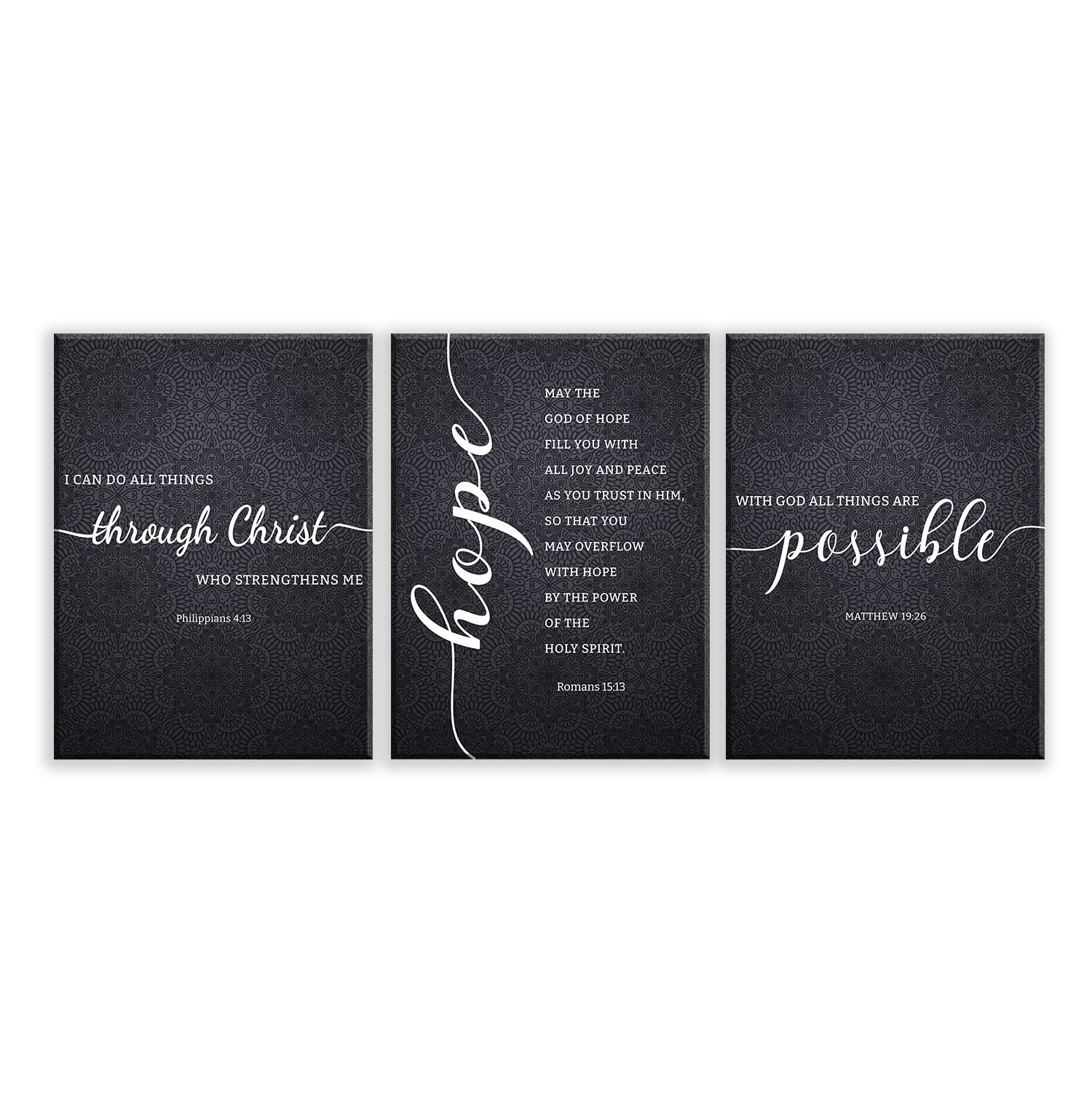 Dazingart Framed Bible Verse Wall Art, Black Scripture Prints Set Of 3, I Can Do All Things Through Christ, Christian Wall Art D