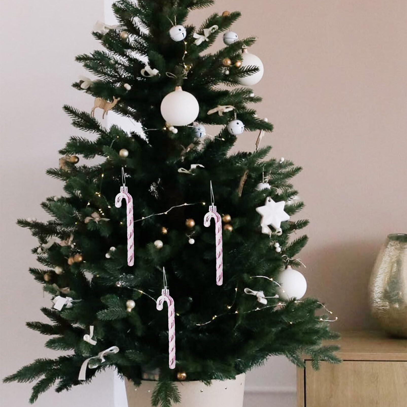 HOMSFOU 6pcs Plastic Candy Cane Ornaments for Christmas Tree Decoration Xmas Tree Hanging Props for Holiday Parties and Home Dec