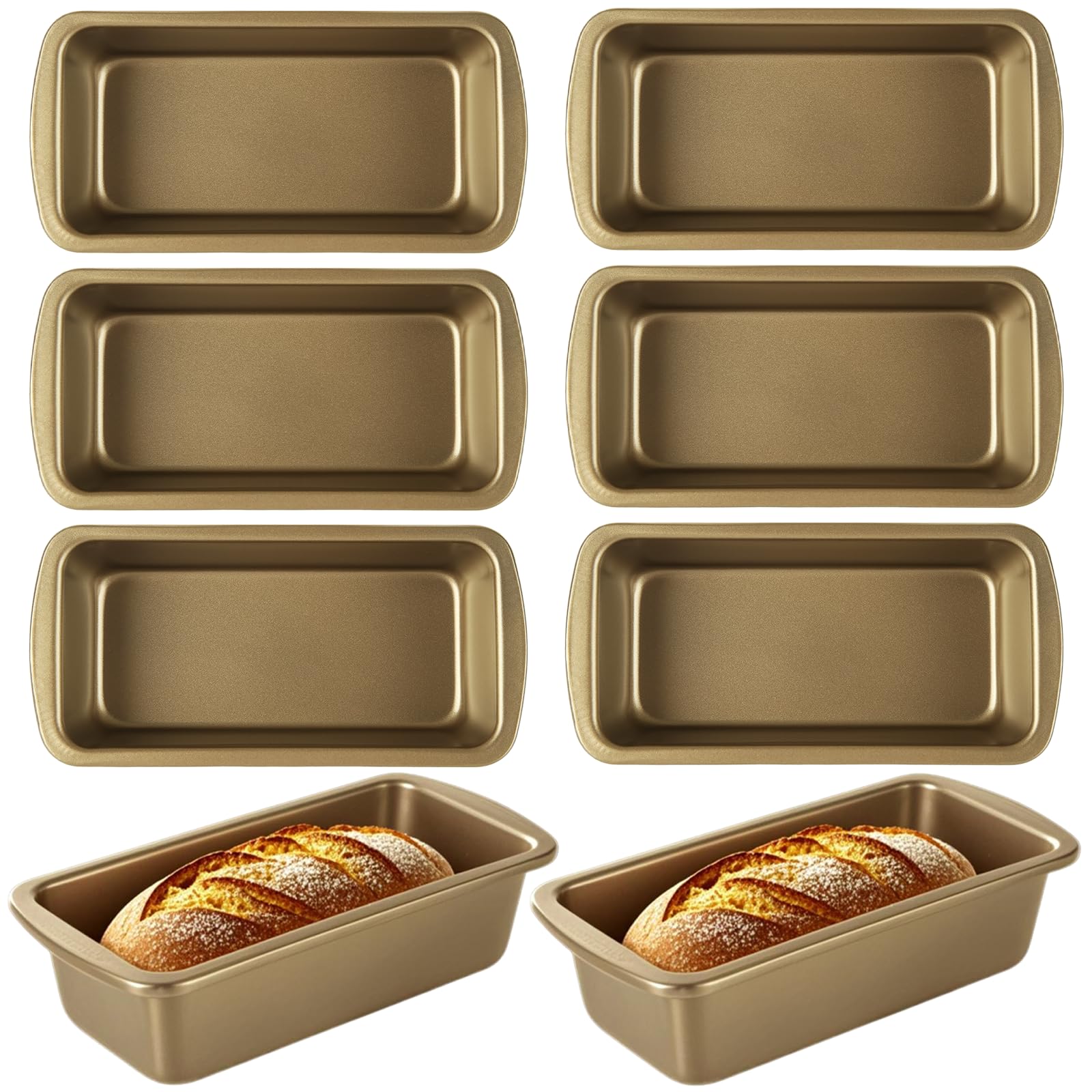 AKOLAFE 8 Pack Small Loaf Pans Nonstick 7.7x3.7 Banana Bread Pans for Homemade Bread Loaf Pan for Baking Bread Tin Metal Sourdou