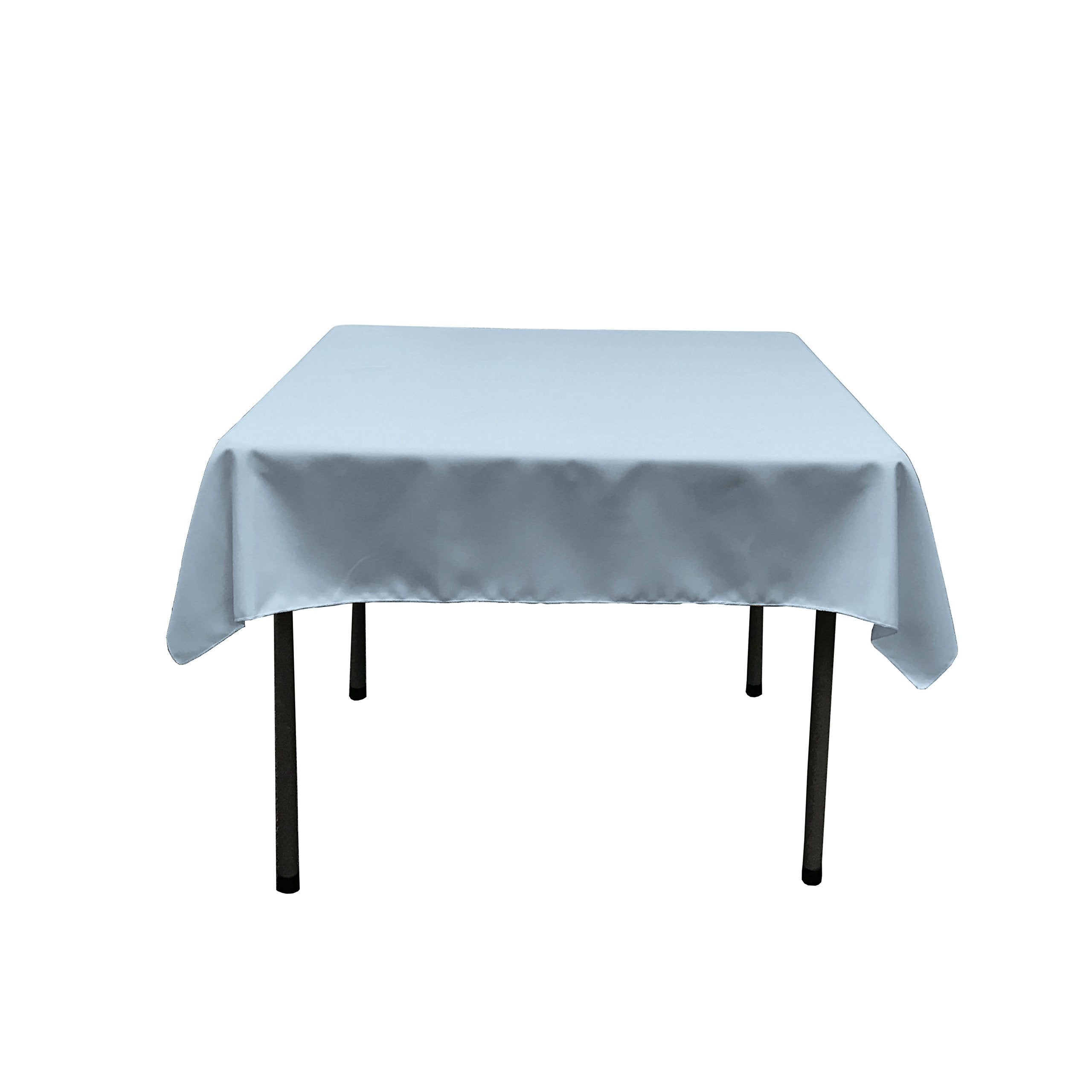 LA Linen Polyester Poplin Square Tablecloth  52 by 52-Inch  Light Blue