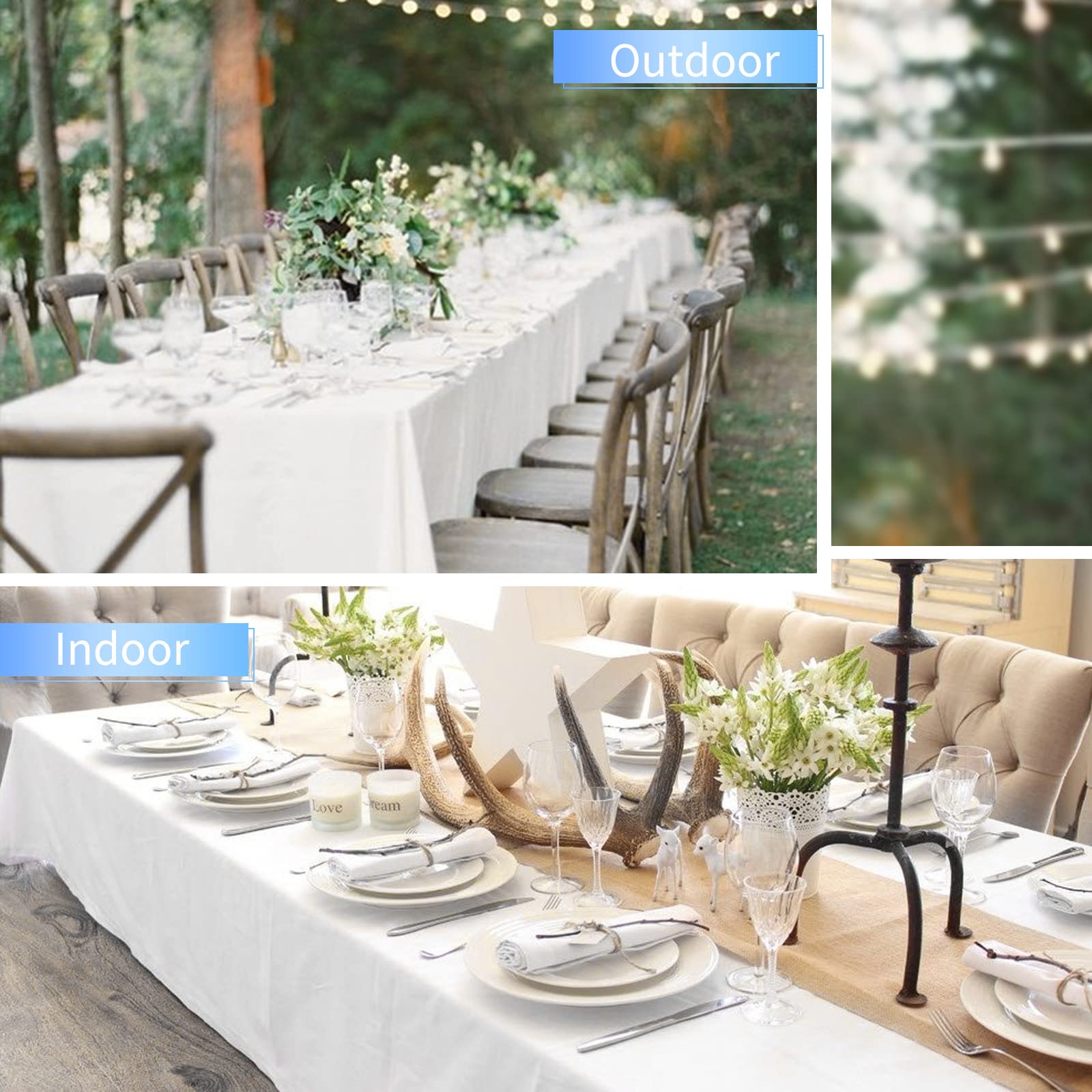 4 Packs White Square Tablecloth,52X52 Inch White Polyester Table Cover For Small Square Tables,Washable Resistant Stain And Wrin